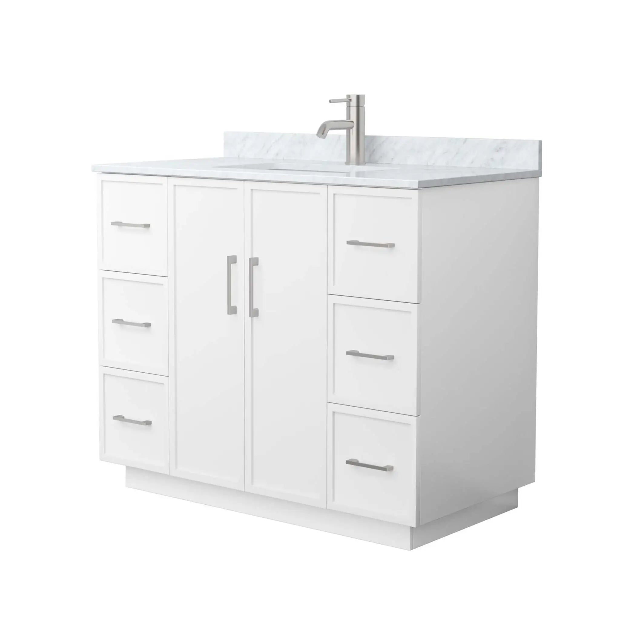 42" Elan TK Elan Single Bathroom Vanity with Toe Kick in White with Brushed Nickel Trim by Wyndham
