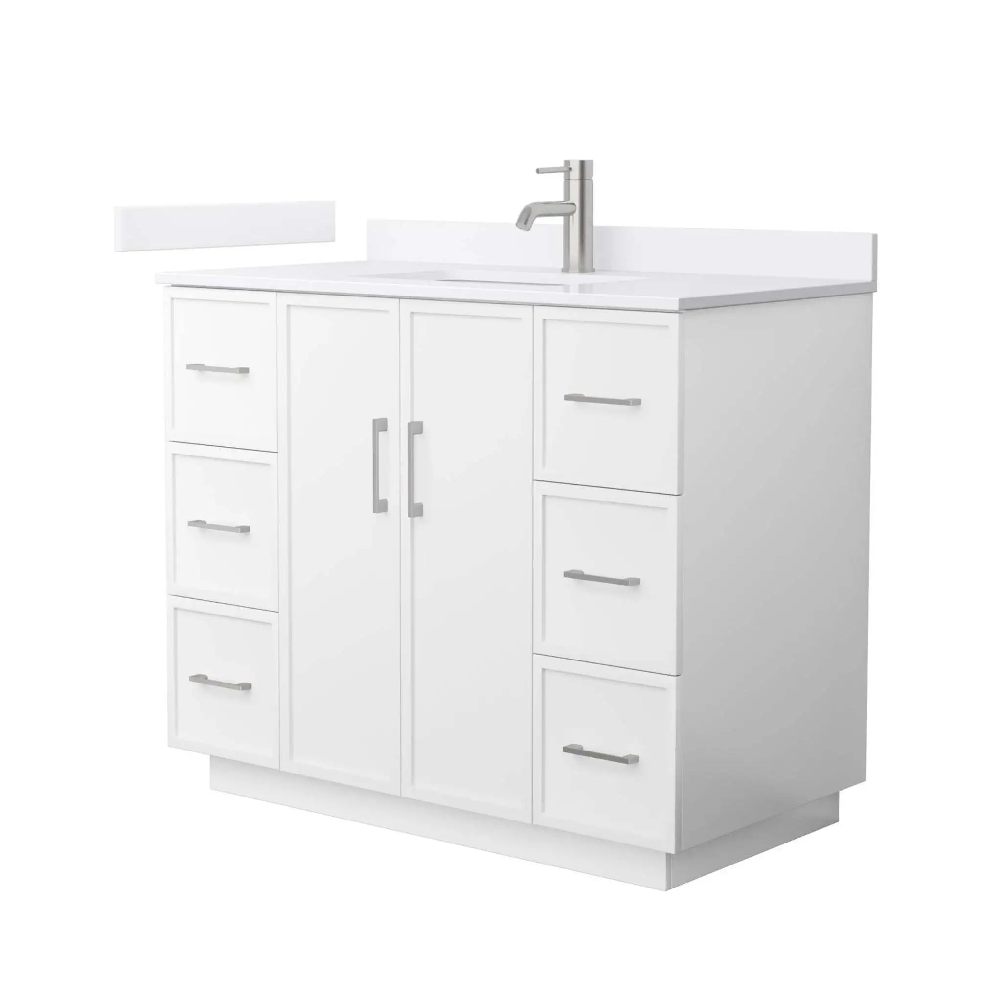 42" Elan TK Elan Single Bathroom Vanity with Toe Kick in White with Brushed Nickel Trim by Wyndham