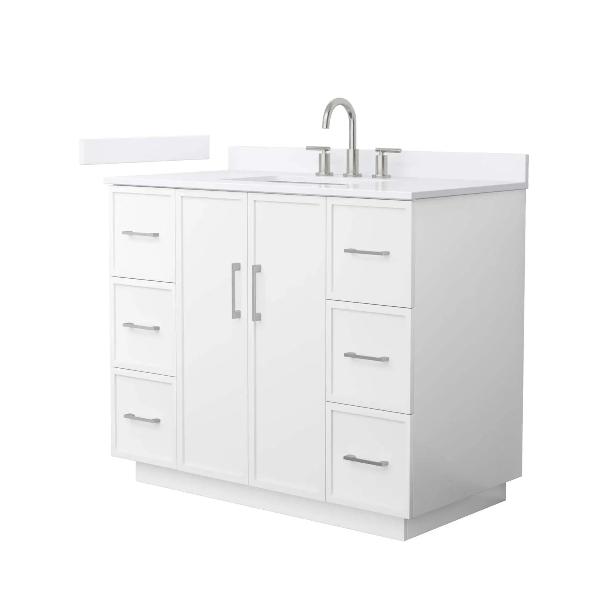 42" Elan TK Elan Single Bathroom Vanity with Toe Kick in White with Brushed Nickel Trim by Wyndham