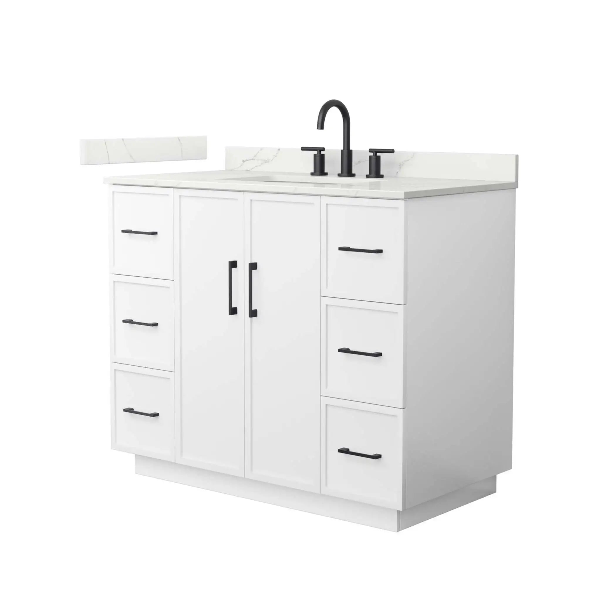 42" Elan TK Elan Single Bathroom Vanity with Toe Kick in White with Matte Black Trim by Wyndham