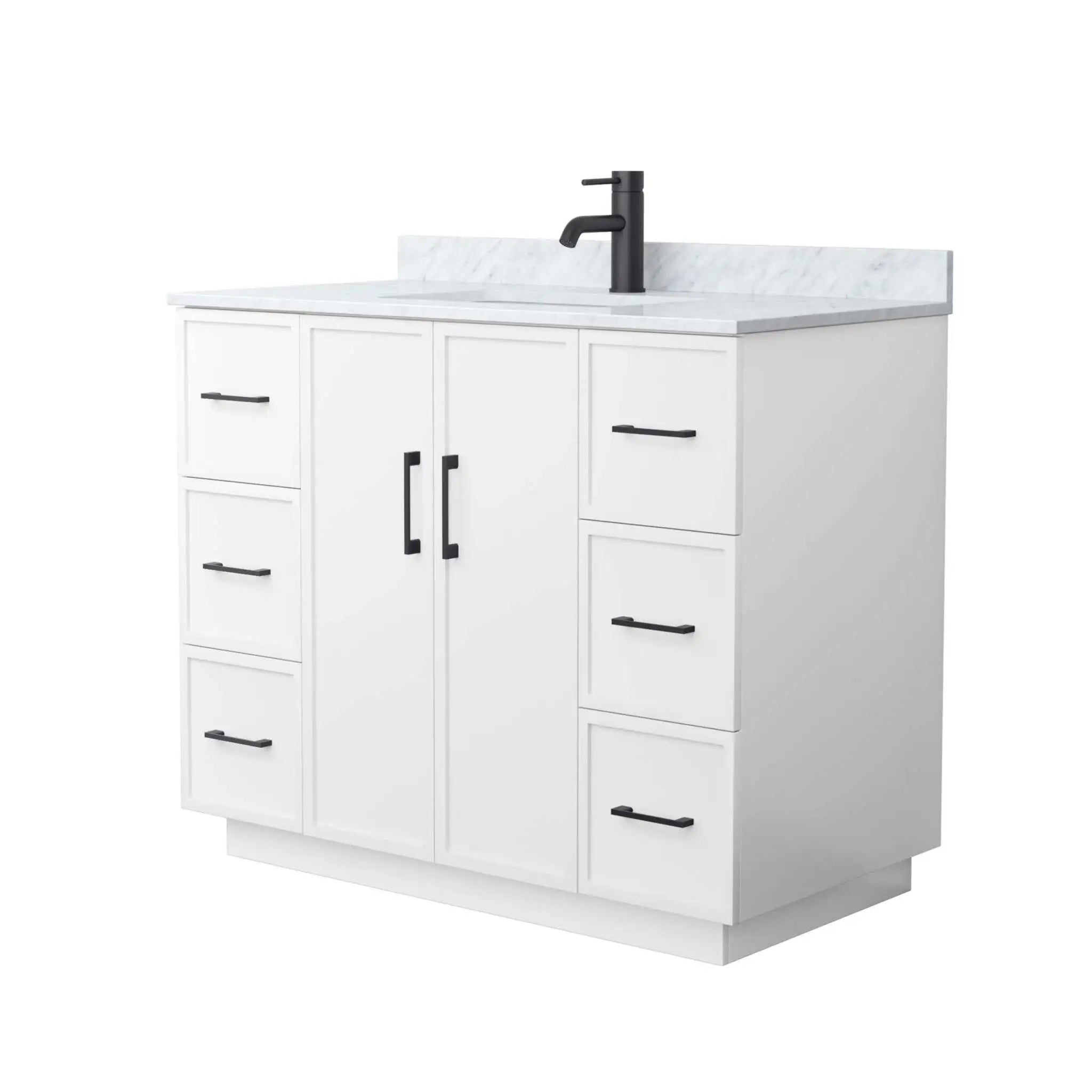 42" Elan TK Elan Single Bathroom Vanity with Toe Kick in White with Matte Black Trim by Wyndham