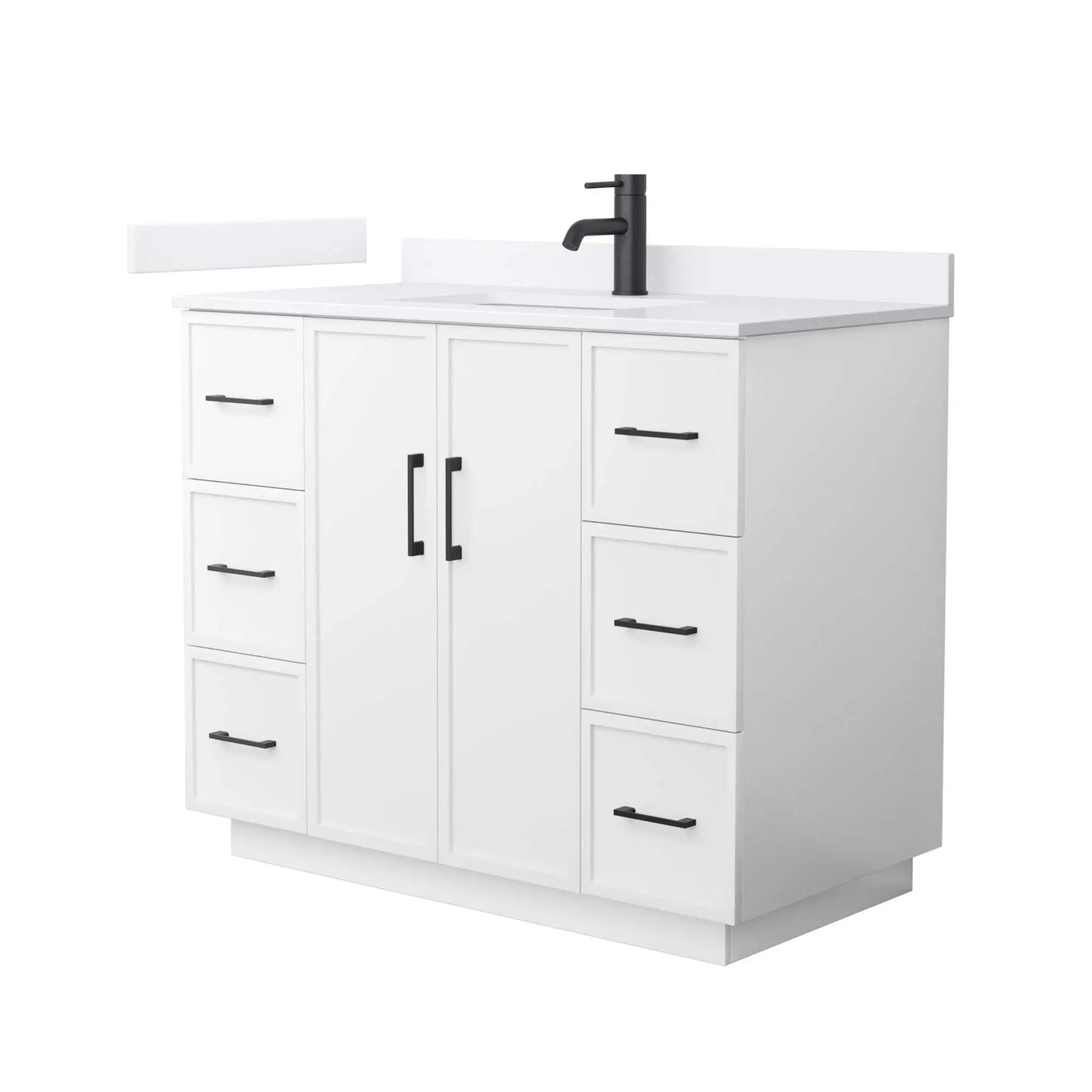42" Elan TK Elan Single Bathroom Vanity with Toe Kick in White with Matte Black Trim by Wyndham