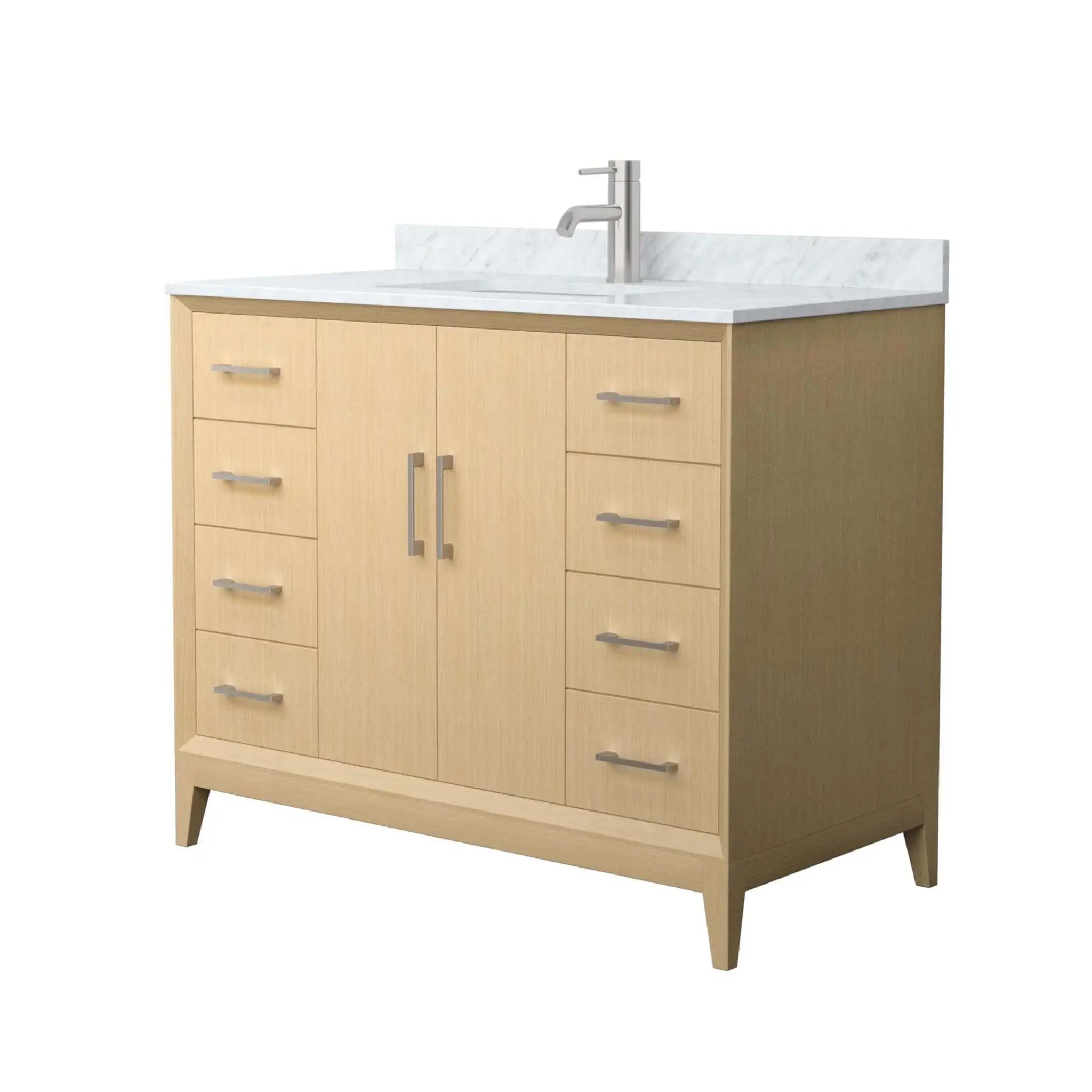 42" Janna Single Bathroom Vanity in White Oak with Brushed Nickel Trim by Wyndham