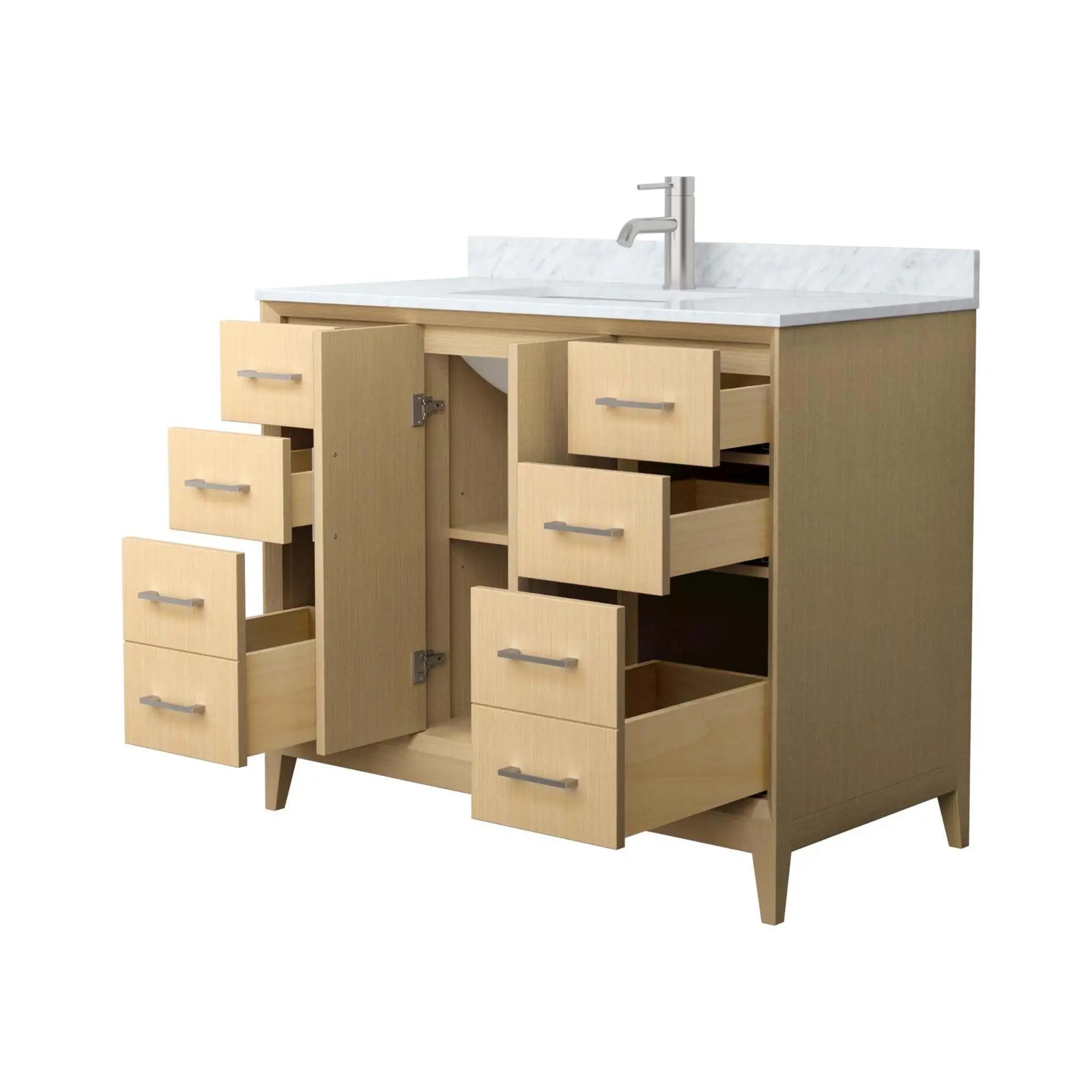 42" Janna Single Bathroom Vanity in White Oak with Brushed Nickel Trim by Wyndham