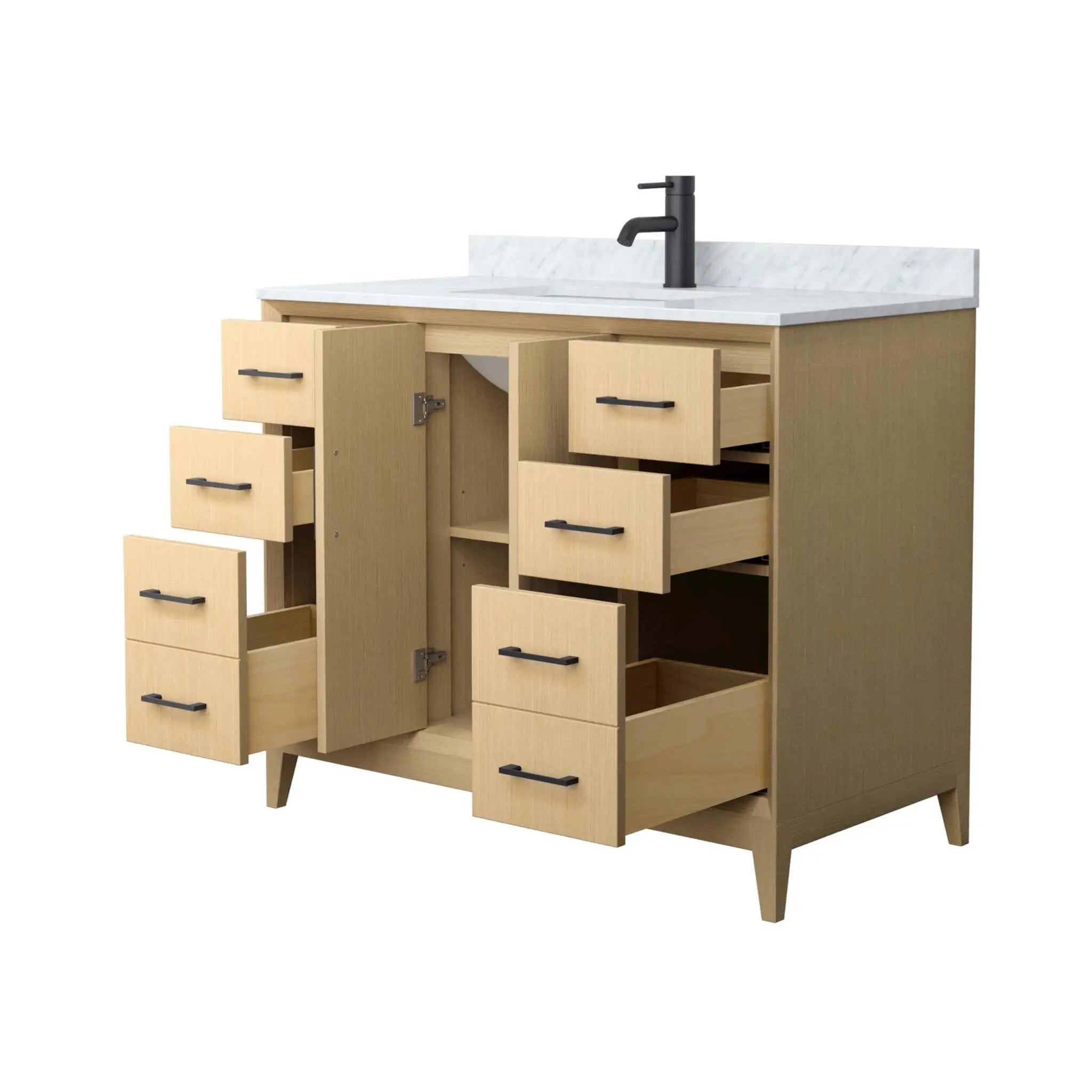 42" Janna Single Bathroom Vanity in White Oak with Matte Black Trim by Wyndham