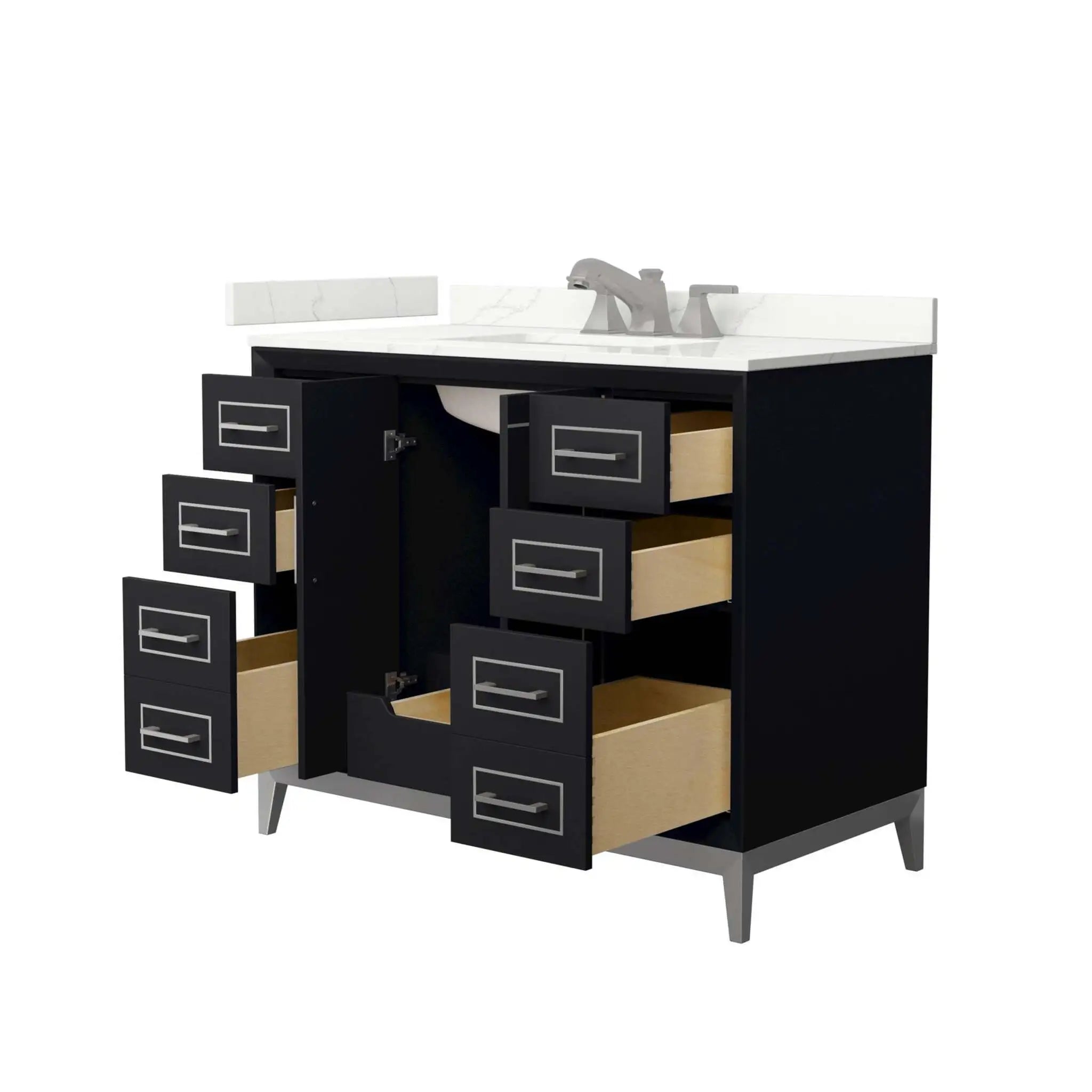 42" Marlena Single Bathroom Vanity in Black with Brushed Nickel Trim by Wyndham