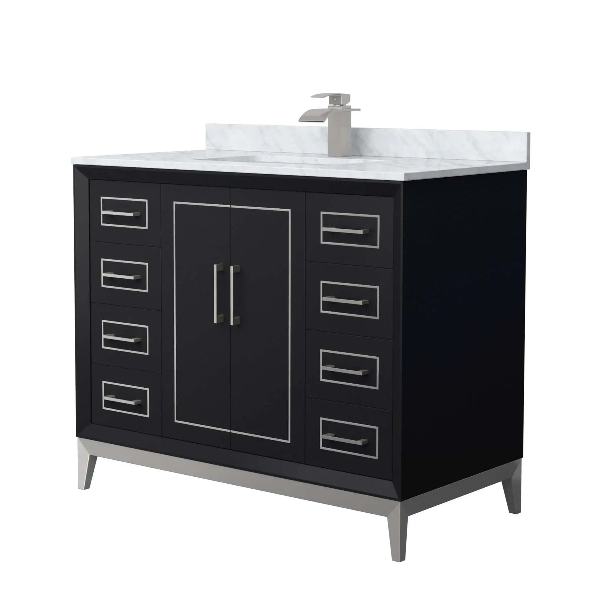 42" Marlena Single Bathroom Vanity in Black with Brushed Nickel Trim by Wyndham