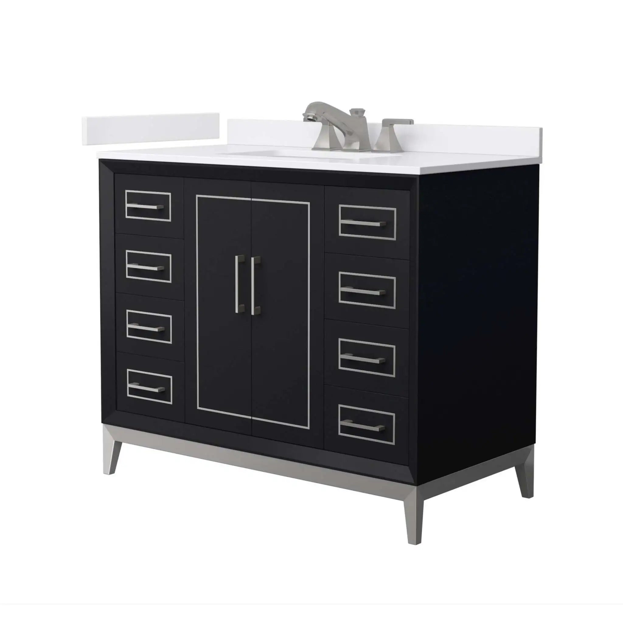 42" Marlena Single Bathroom Vanity in Black with Brushed Nickel Trim by Wyndham