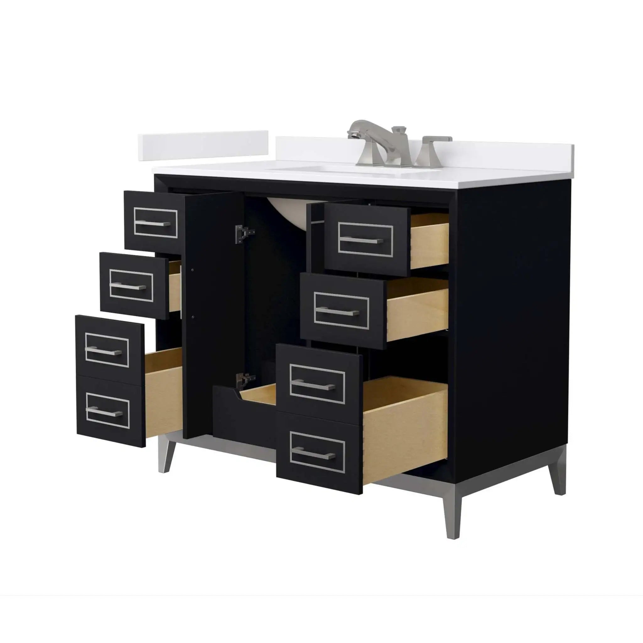 42" Marlena Single Bathroom Vanity in Black with Brushed Nickel Trim by Wyndham