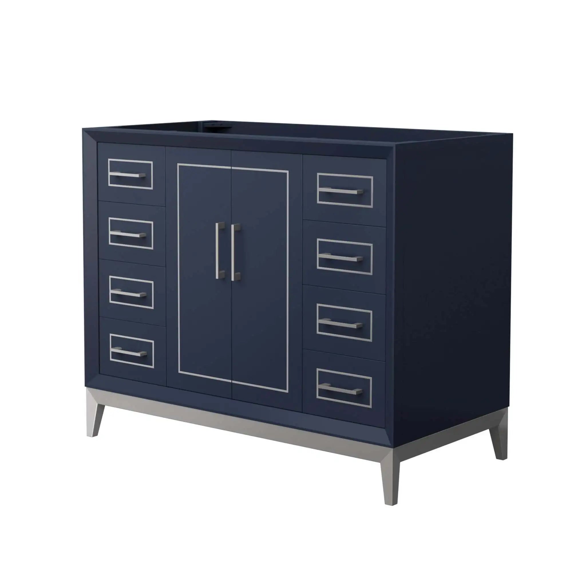 42" Marlena Single Bathroom Vanity in Dark Blue with Brushed Nickel Trim by Wyndham