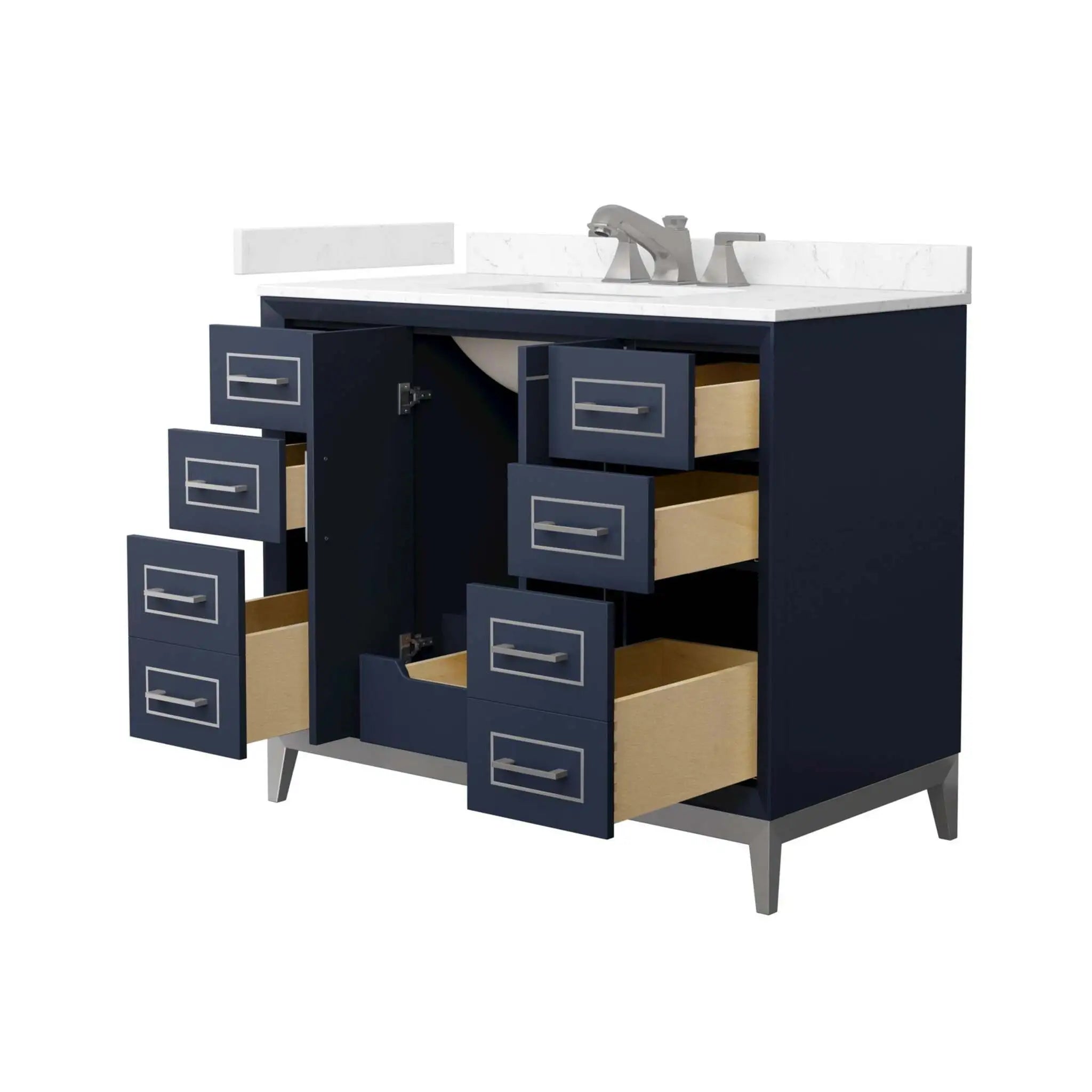 42" Marlena Single Bathroom Vanity in Dark Blue with Brushed Nickel Trim by Wyndham