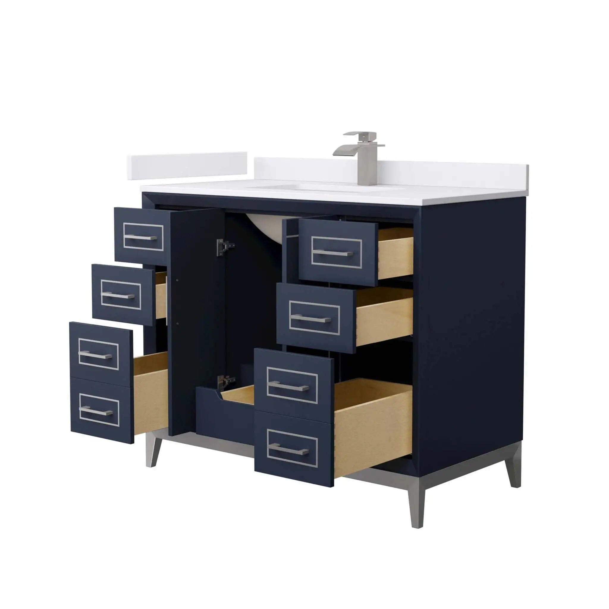 42" Marlena Single Bathroom Vanity in Dark Blue with Brushed Nickel Trim by Wyndham