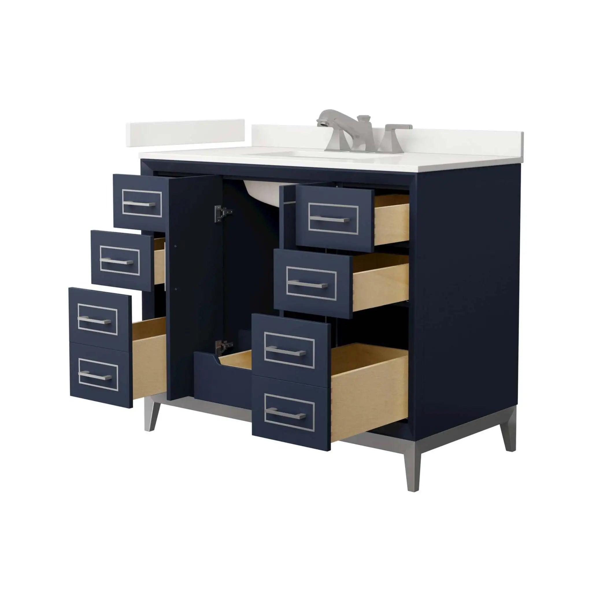42" Marlena Single Bathroom Vanity in Dark Blue with Brushed Nickel Trim by Wyndham