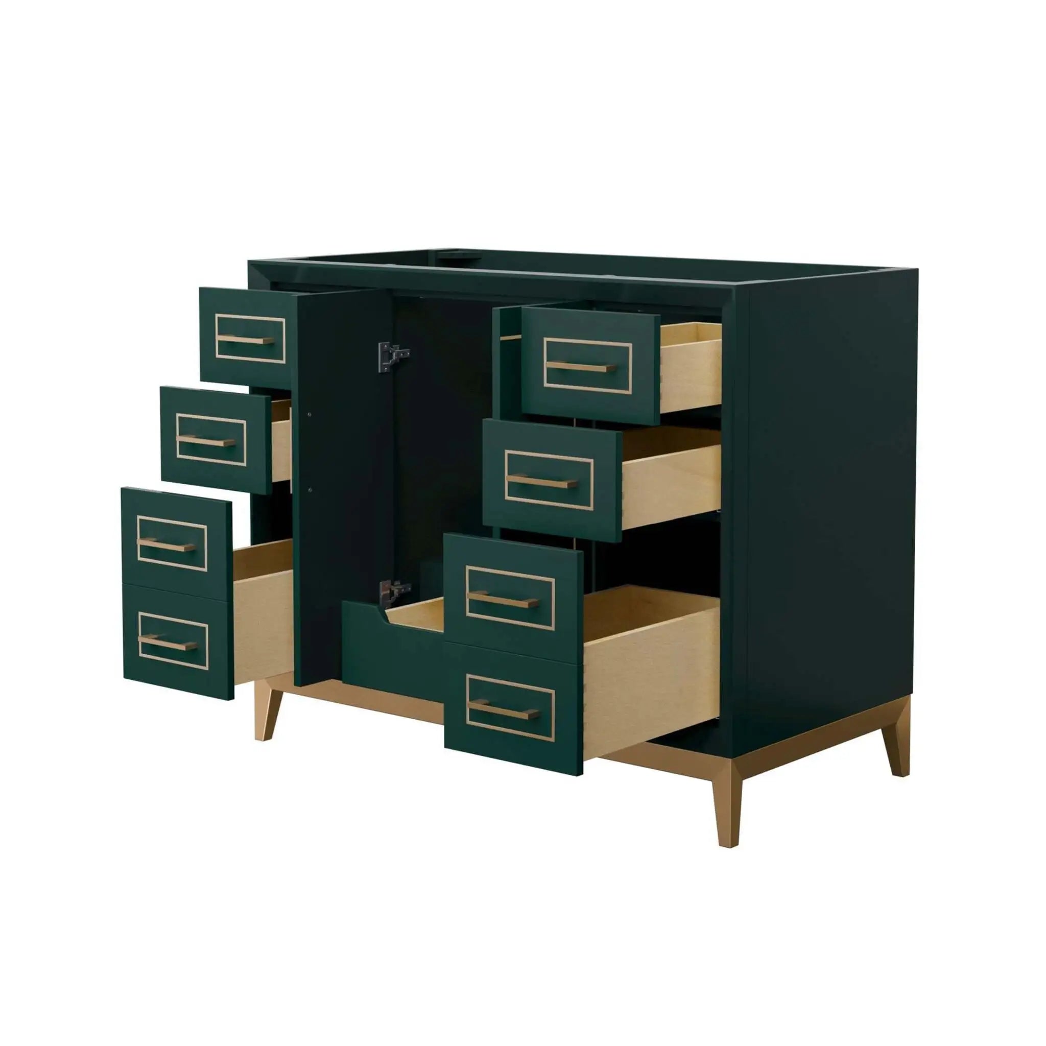 42" Marlena Single Bathroom Vanity in Green with Satin Bronze Trim by Wyndham