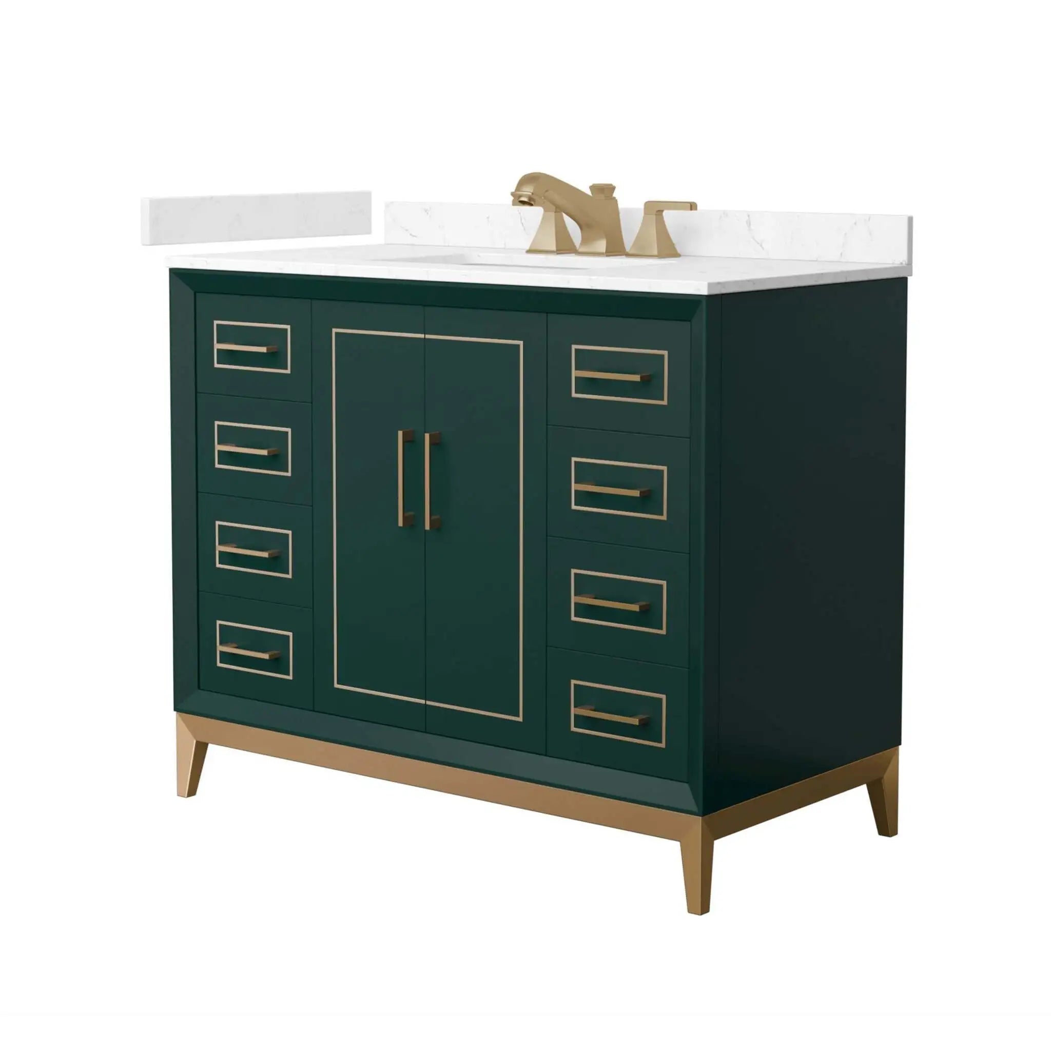42" Marlena Single Bathroom Vanity in Green with Satin Bronze Trim by Wyndham