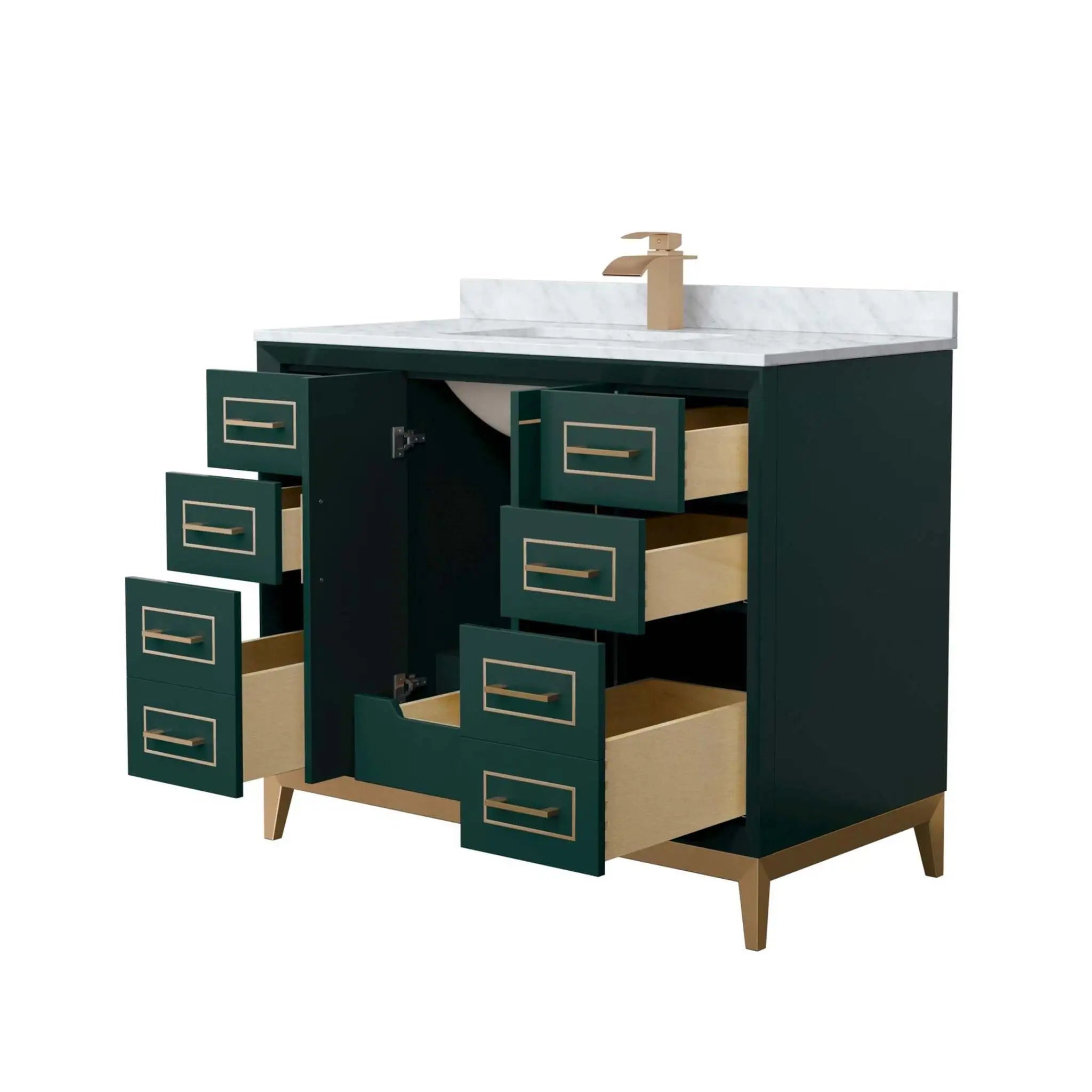 42" Marlena Single Bathroom Vanity in Green with Satin Bronze Trim by Wyndham