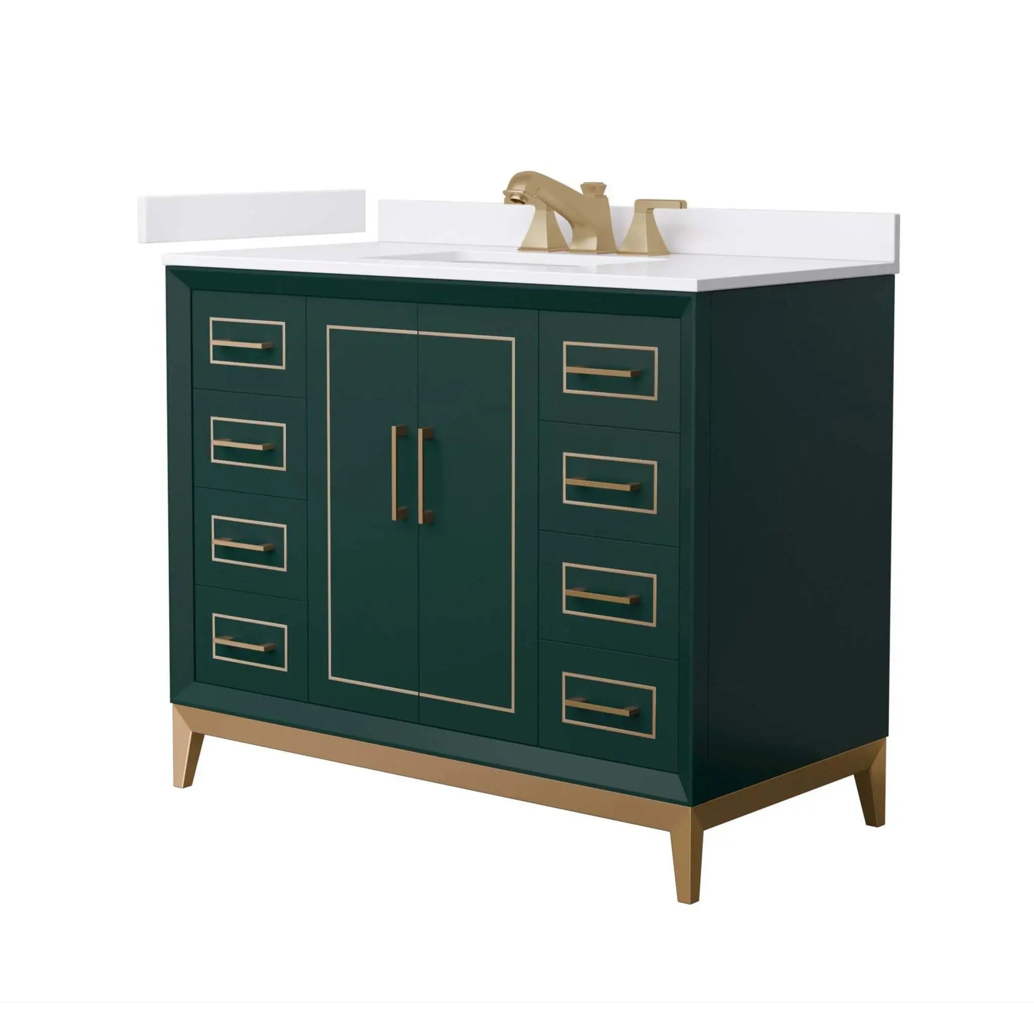 42" Marlena Single Bathroom Vanity in Green with Satin Bronze Trim by Wyndham