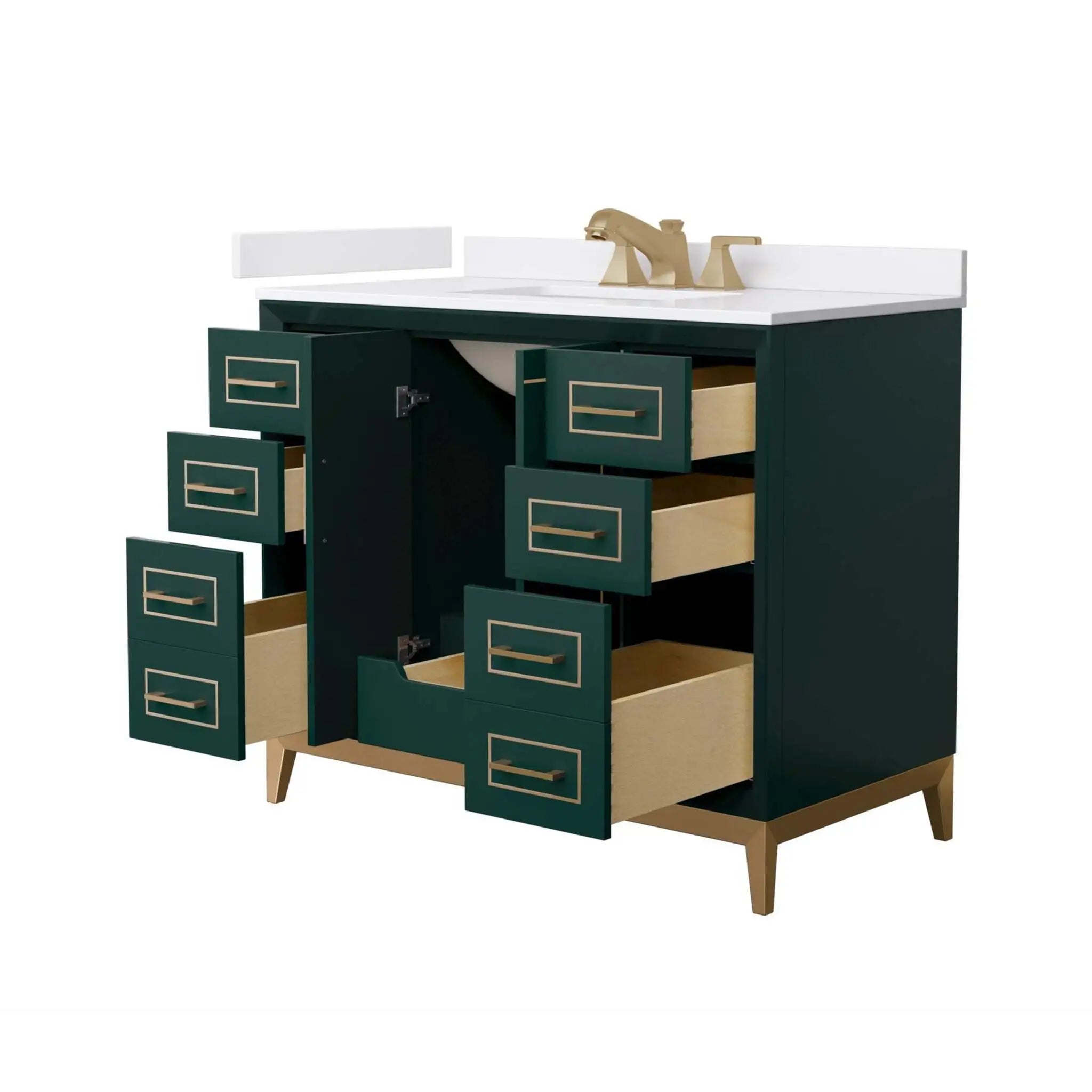 42" Marlena Single Bathroom Vanity in Green with Satin Bronze Trim by Wyndham