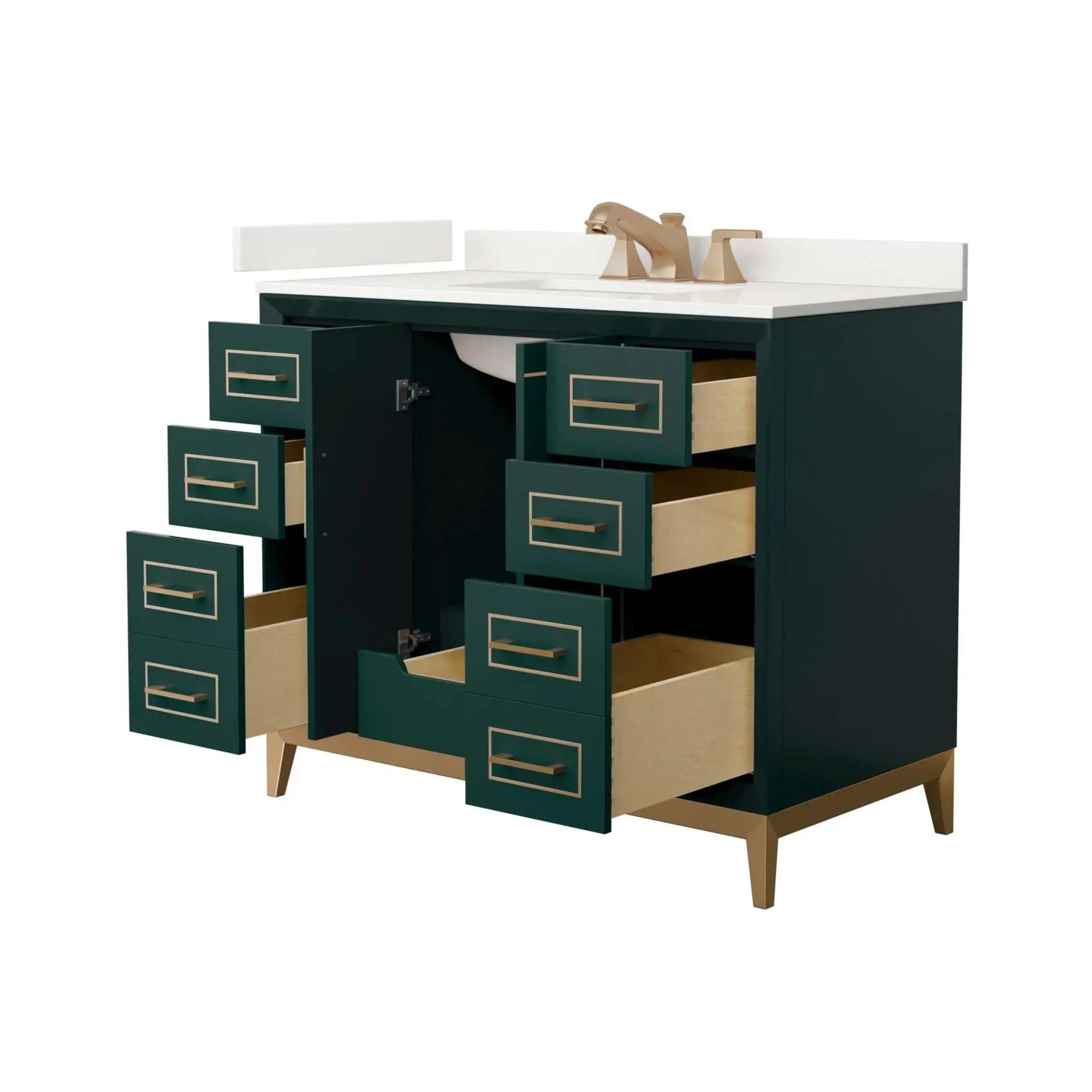 42" Marlena Single Bathroom Vanity in Green with Satin Bronze Trim by Wyndham