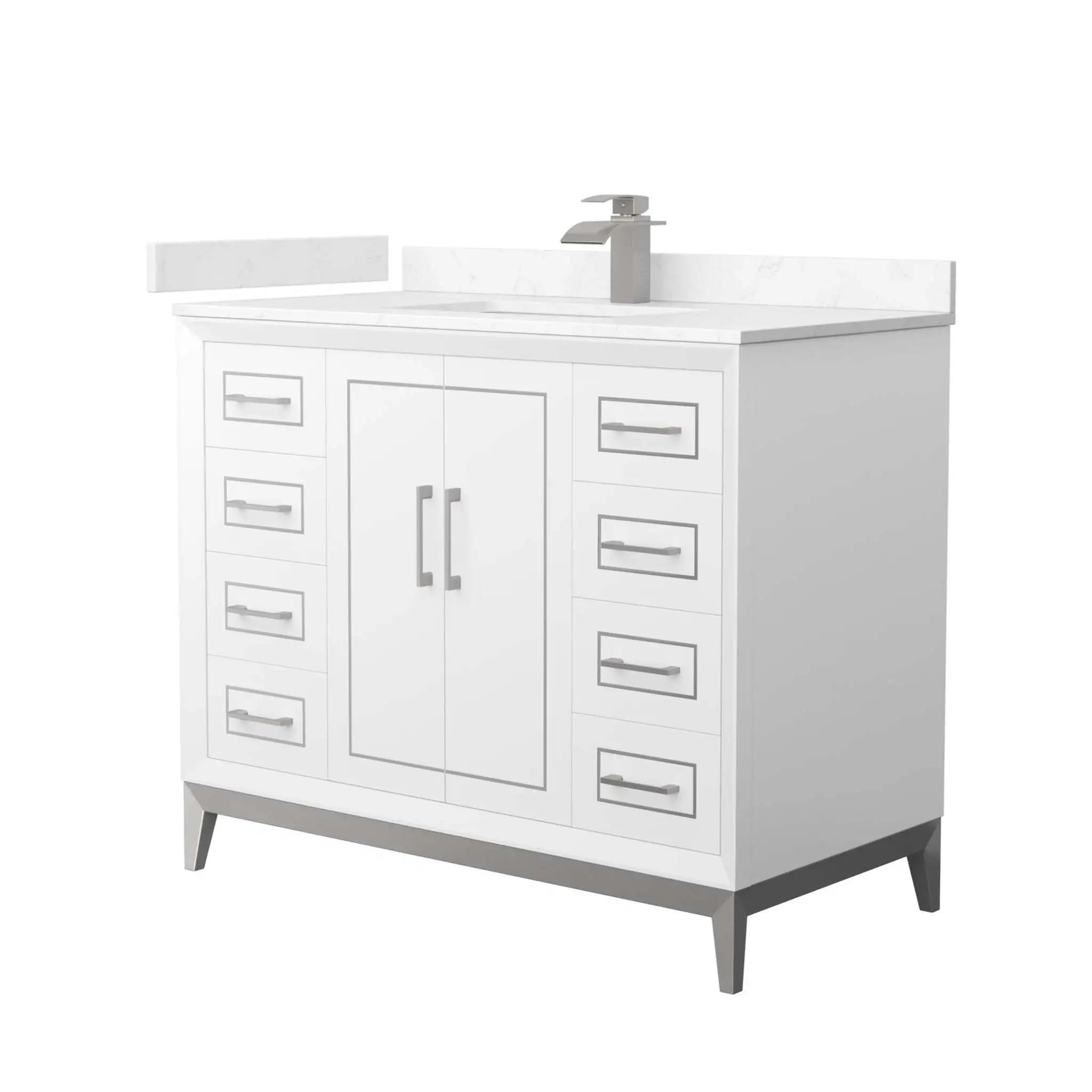 42" Marlena Single Bathroom Vanity in White with Brushed Nickel Trim by Wyndham