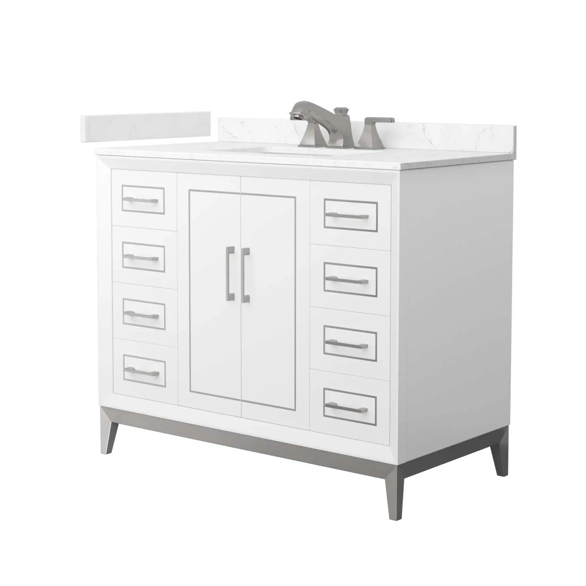 42" Marlena Single Bathroom Vanity in White with Brushed Nickel Trim by Wyndham