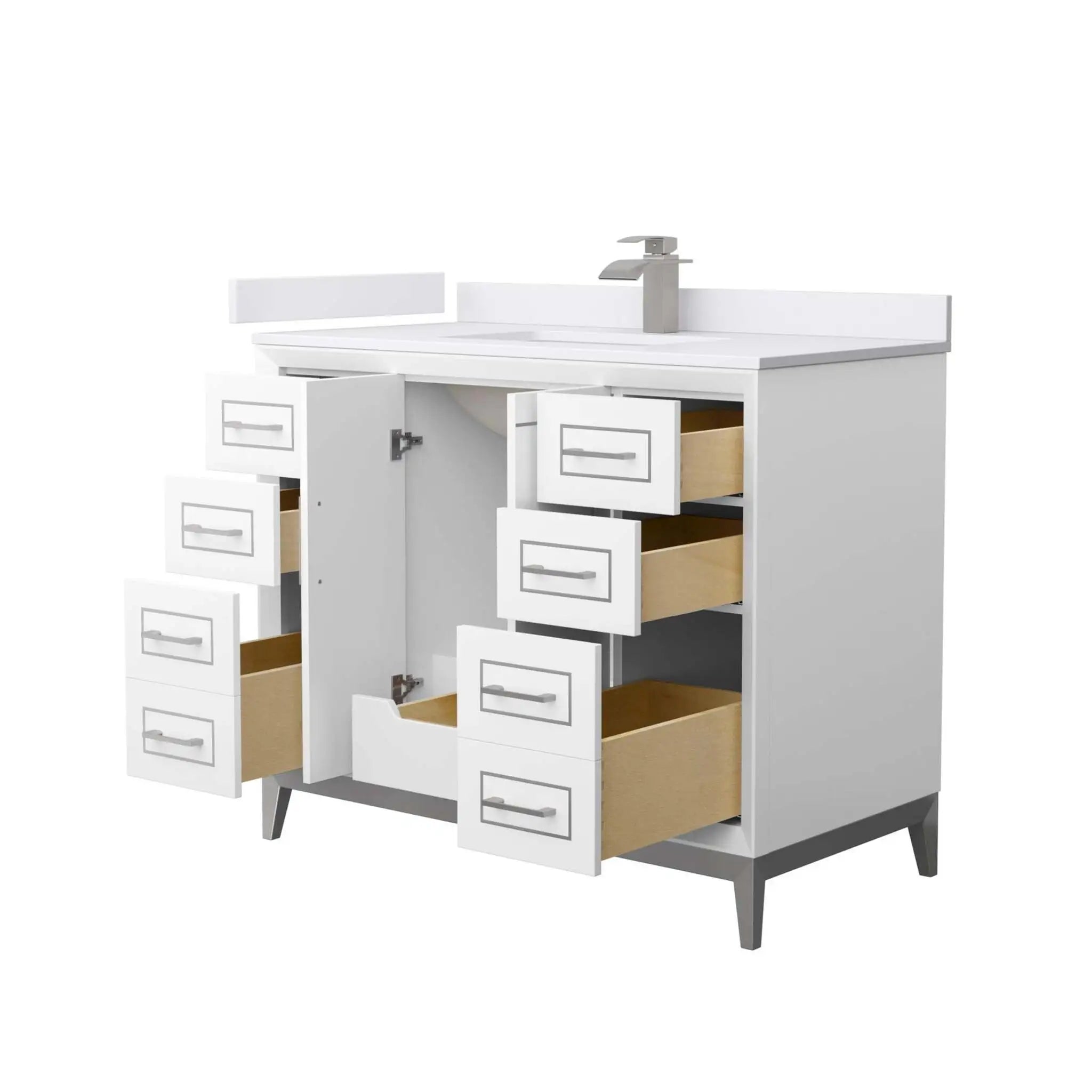 42" Marlena Single Bathroom Vanity in White with Brushed Nickel Trim by Wyndham