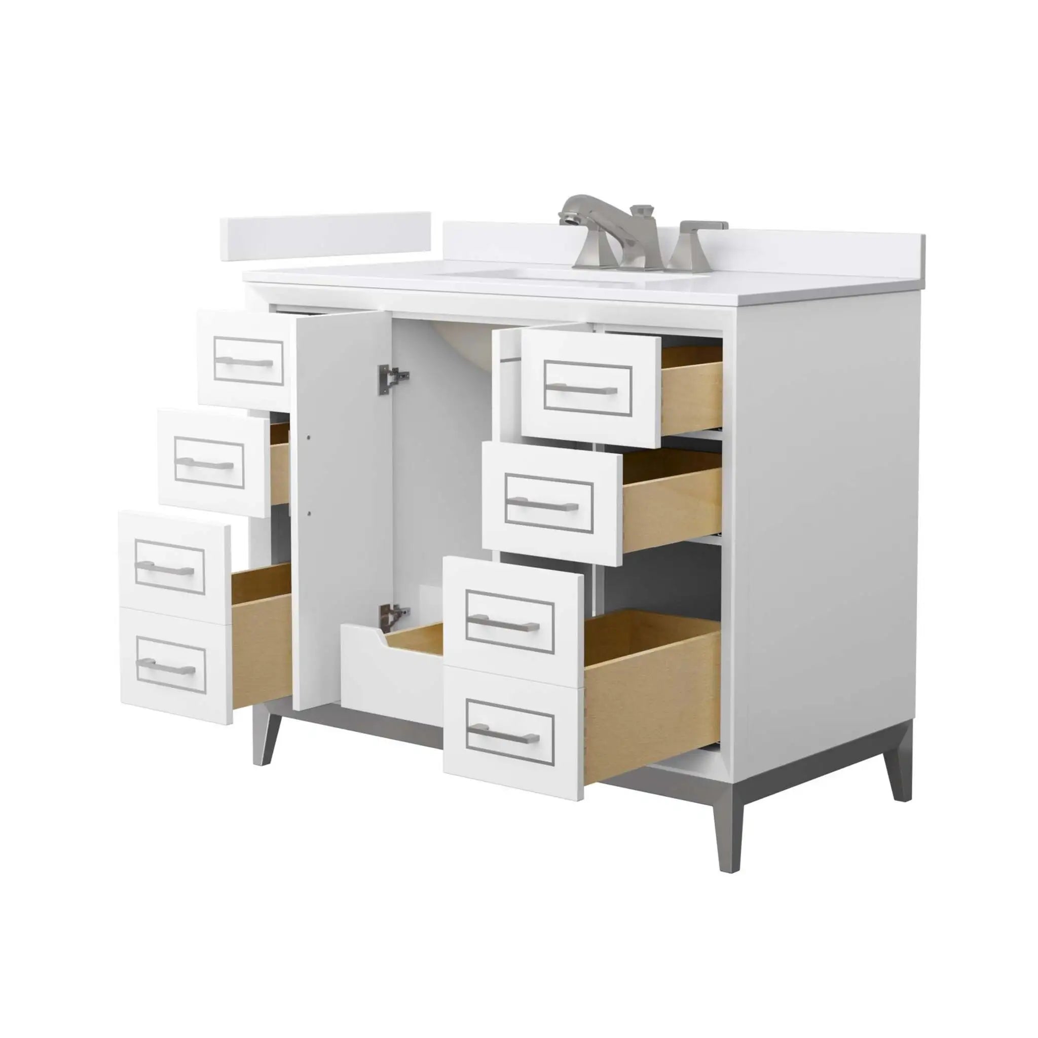 42" Marlena Single Bathroom Vanity in White with Brushed Nickel Trim by Wyndham