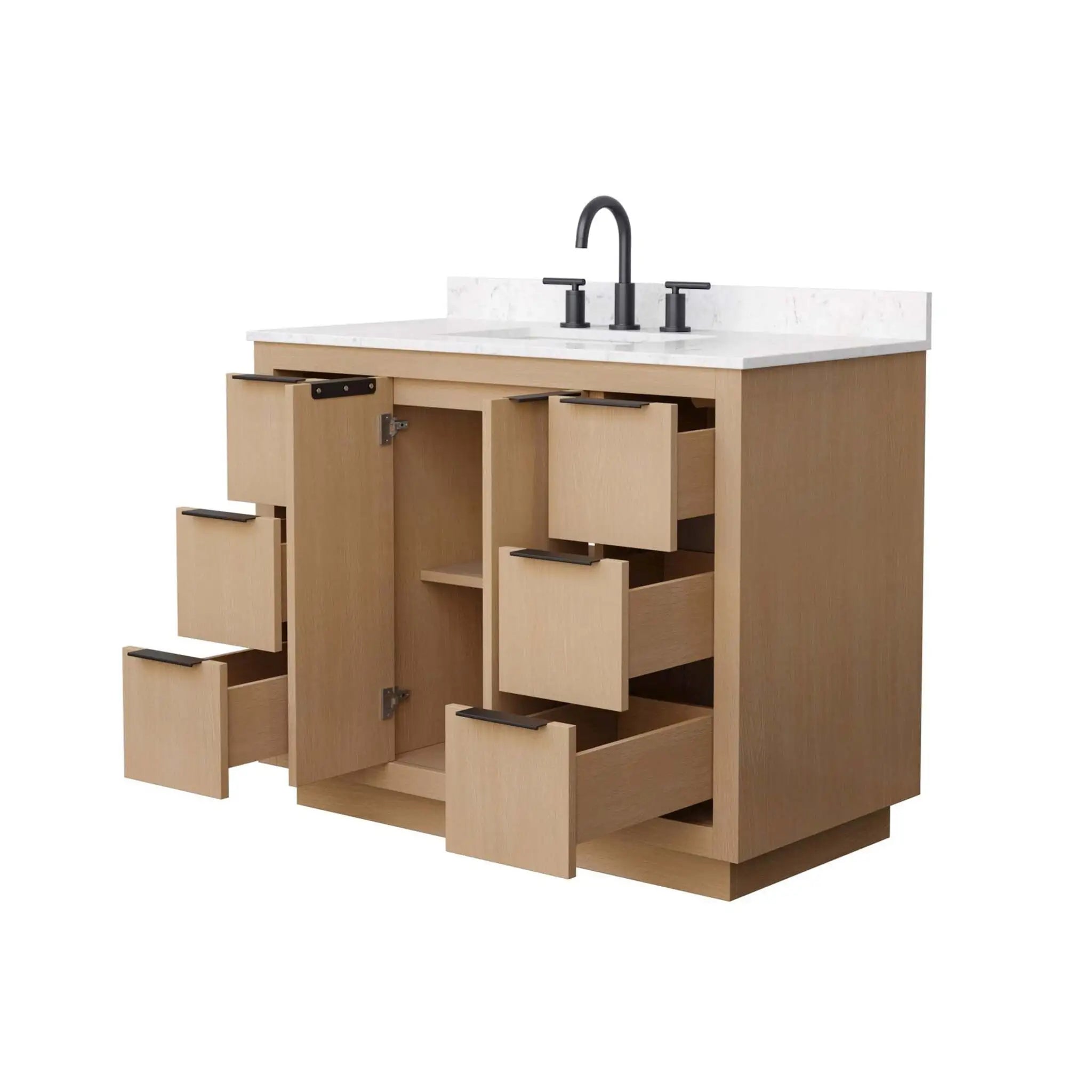 42" Maroni Single Bathroom Vanity in Light Straw with Matte Black Trim by Wyndham