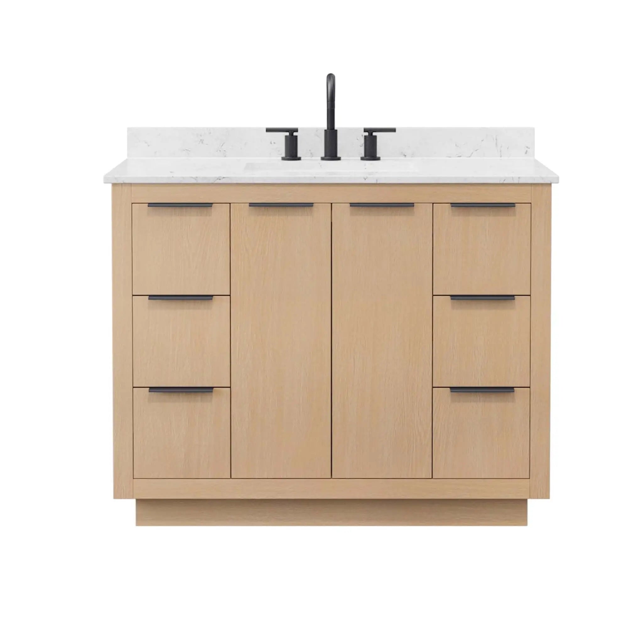 42" Maroni Single Bathroom Vanity in Light Straw with Matte Black Trim by Wyndham