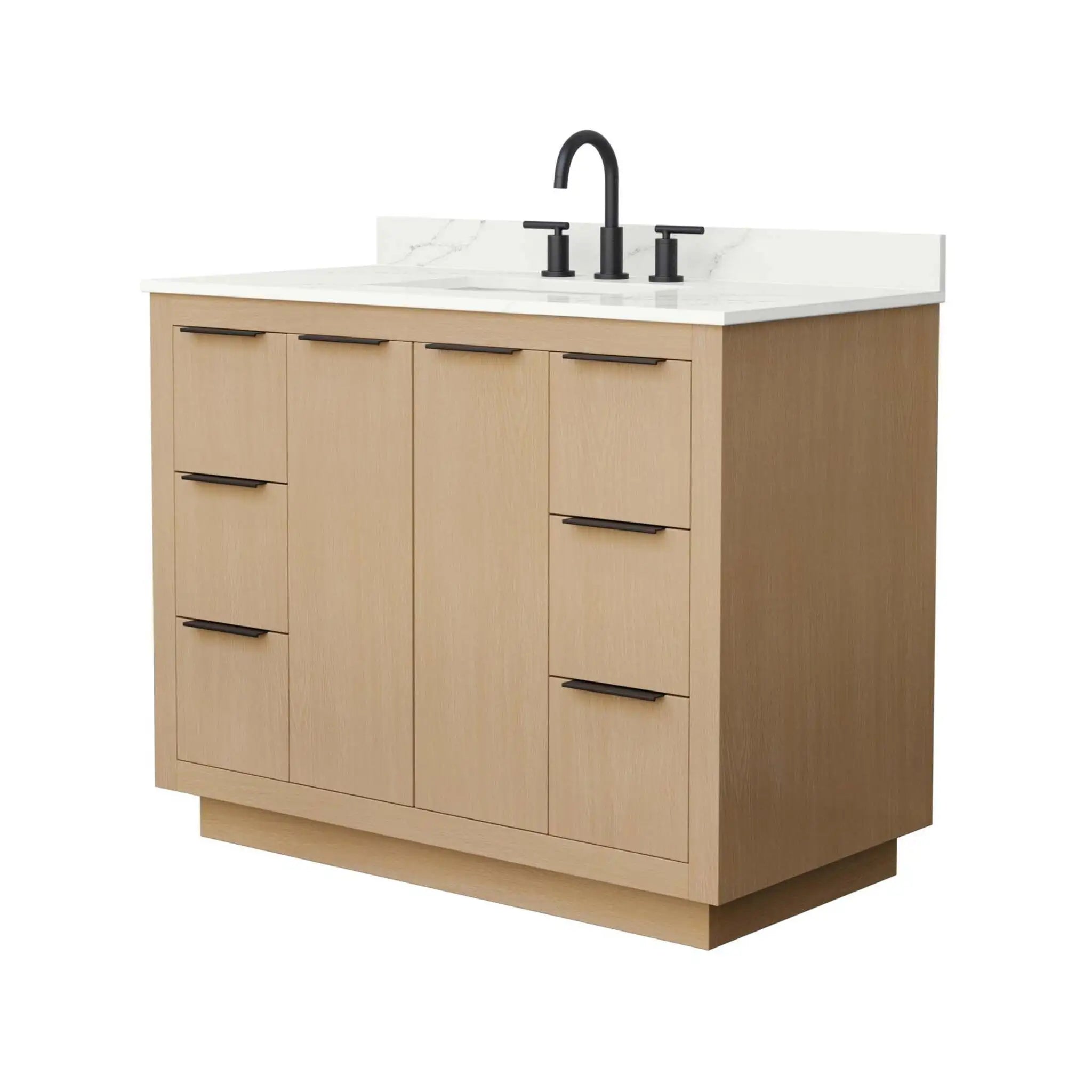 42" Maroni Single Bathroom Vanity in Light Straw with Matte Black Trim by Wyndham