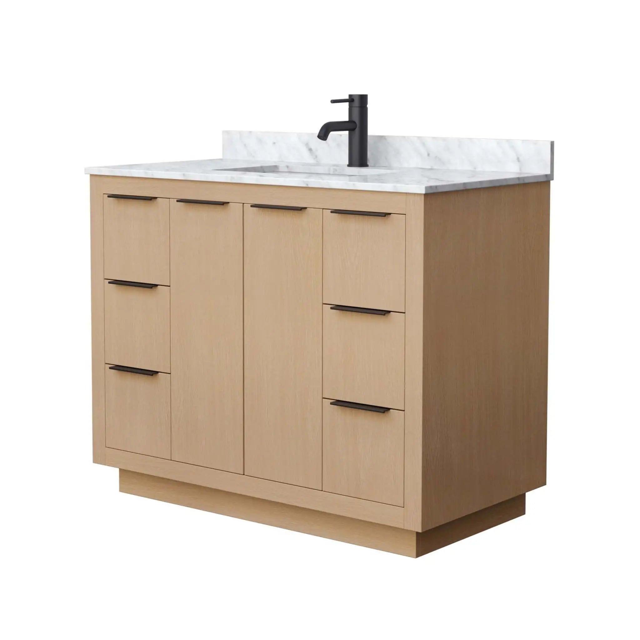 42" Maroni Single Bathroom Vanity in Light Straw with Matte Black Trim by Wyndham