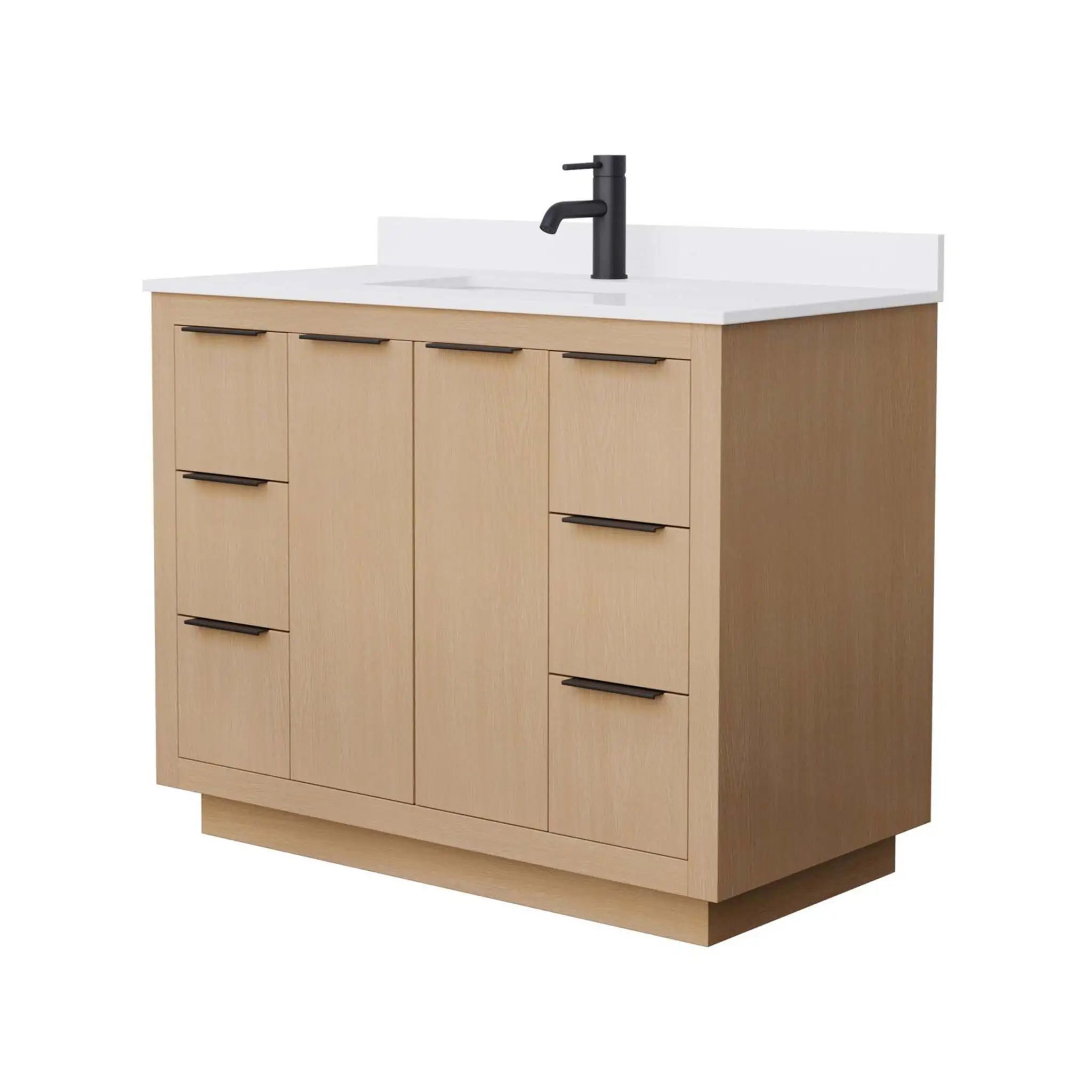 42" Maroni Single Bathroom Vanity in Light Straw with Matte Black Trim by Wyndham