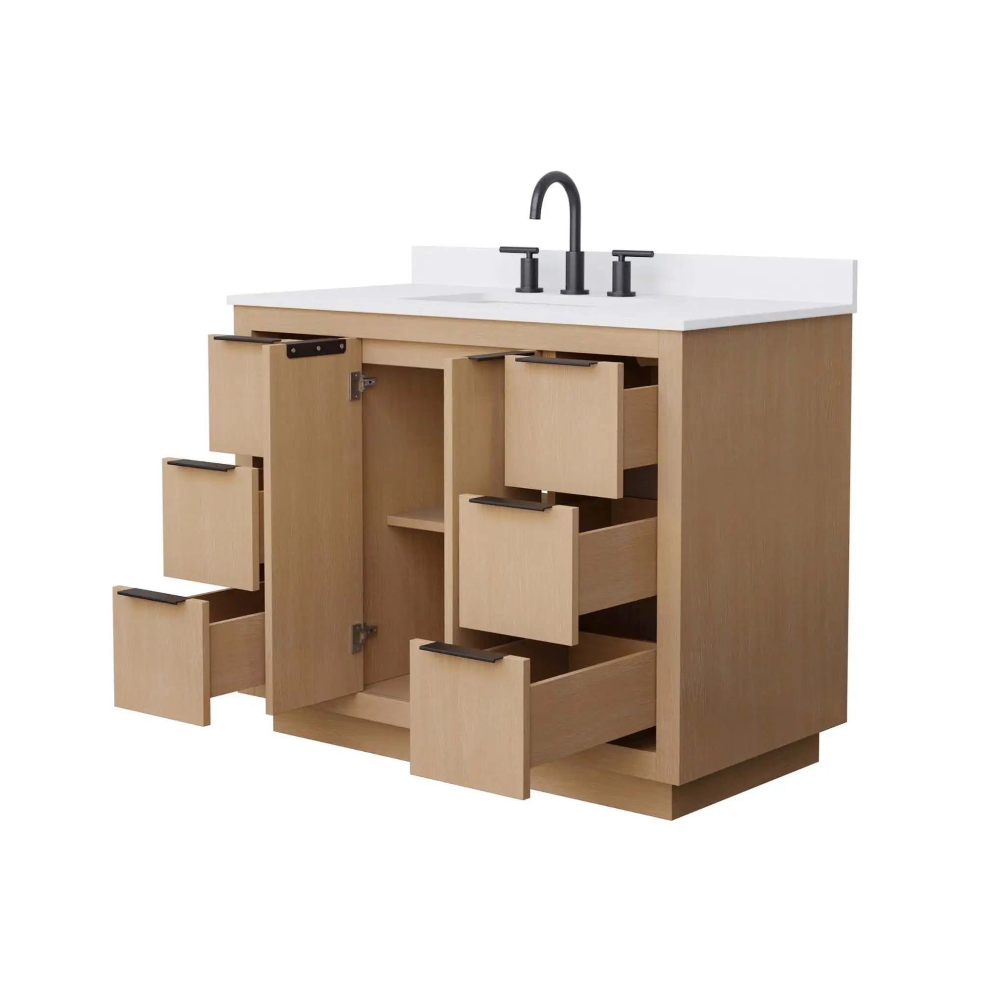 42" Maroni Single Bathroom Vanity in Light Straw with Matte Black Trim by Wyndham