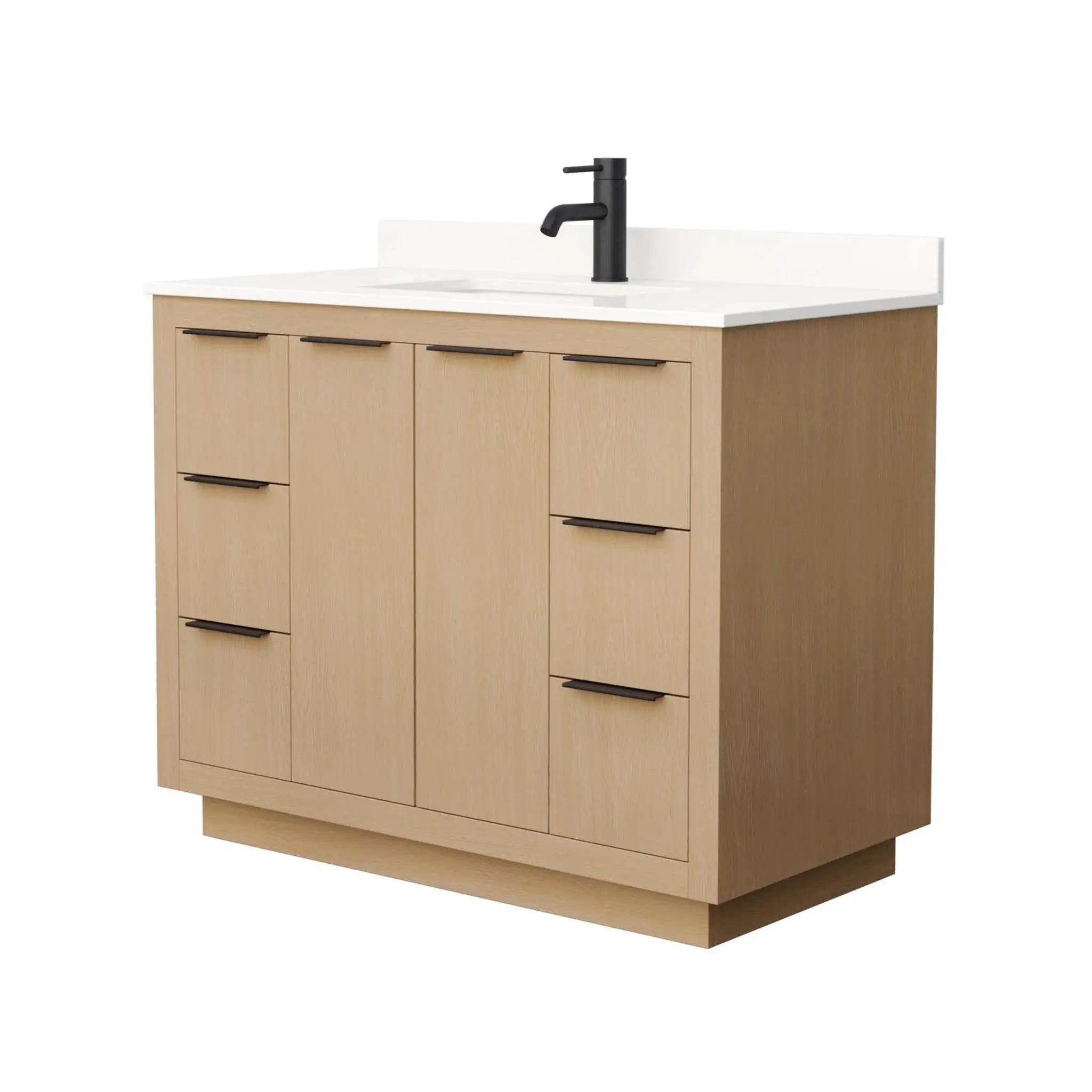 42" Maroni Single Bathroom Vanity in Light Straw with Matte Black Trim by Wyndham