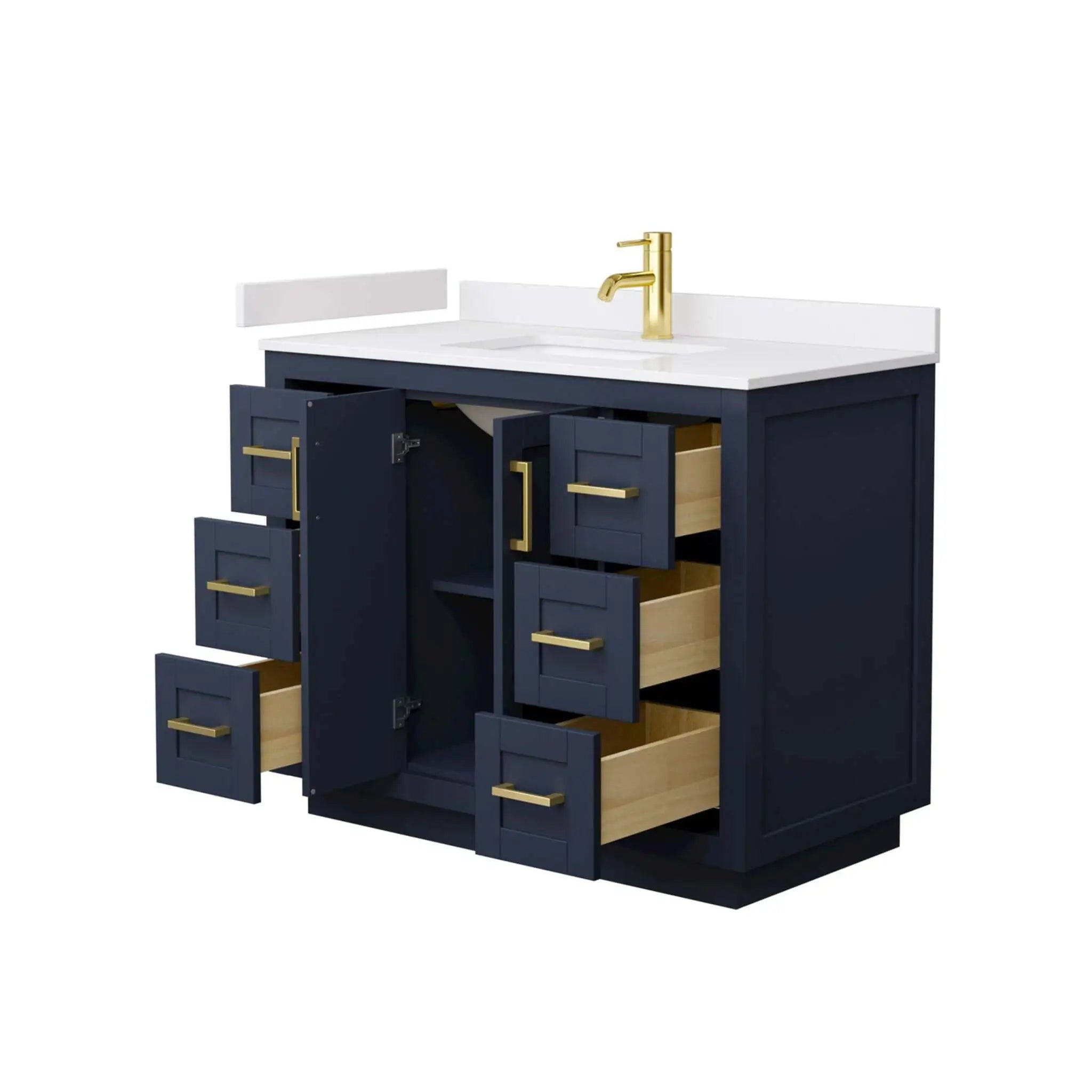 42" Miranda Single Bathroom Vanity in Dark Blue with Brushed Gold Trim by Wyndham