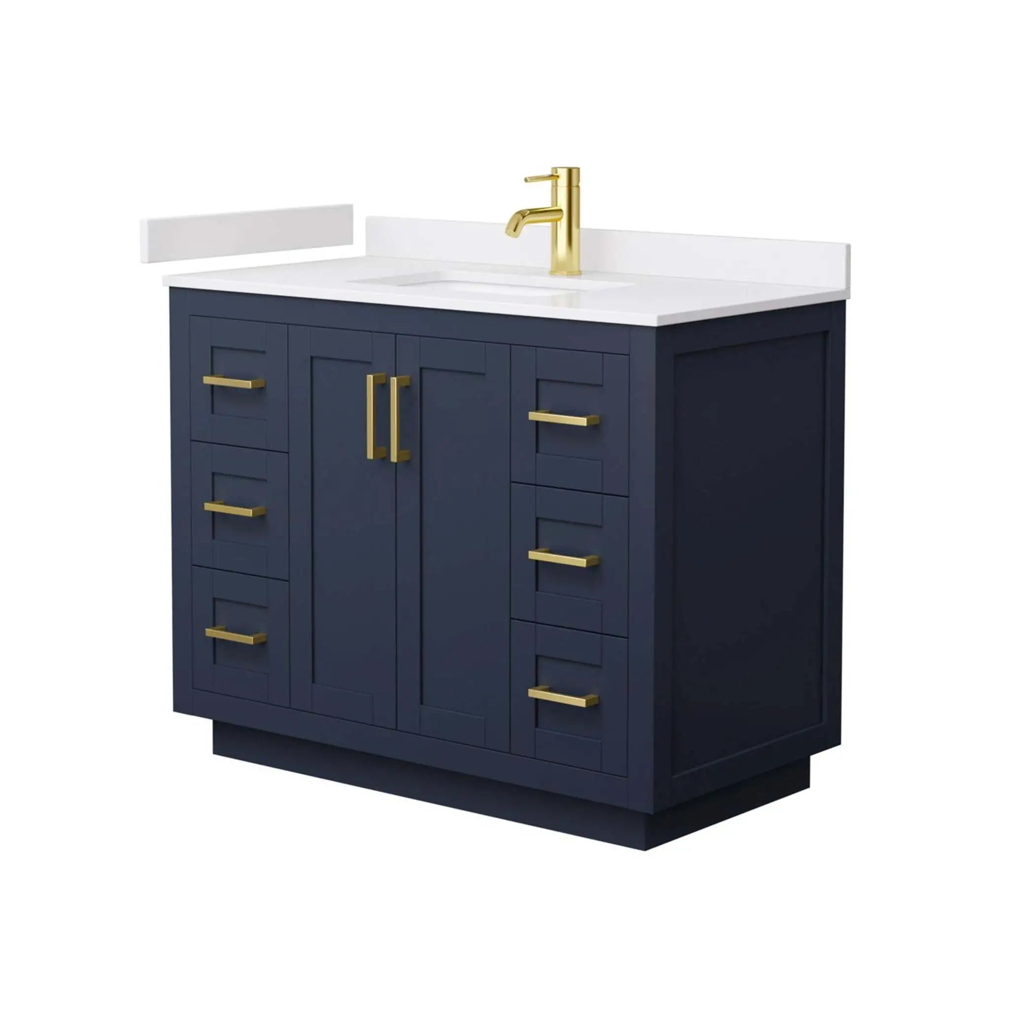 42" Miranda Single Bathroom Vanity in Dark Blue with Brushed Gold Trim by Wyndham
