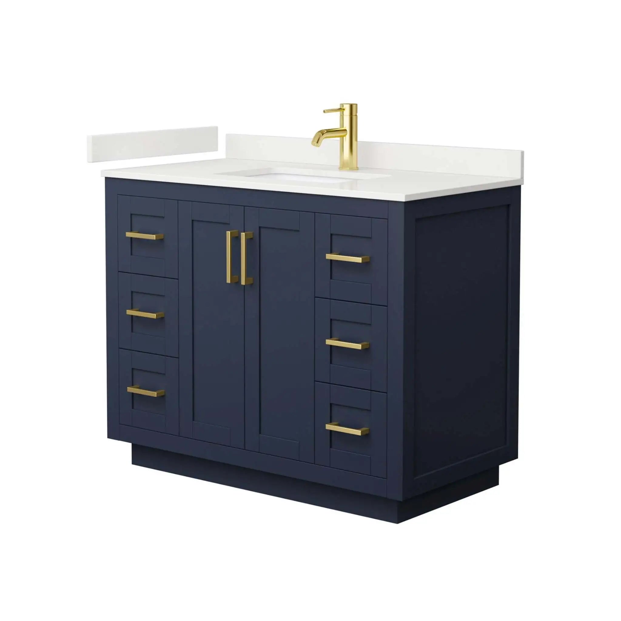 42" Miranda Single Bathroom Vanity in Dark Blue with Brushed Gold Trim by Wyndham