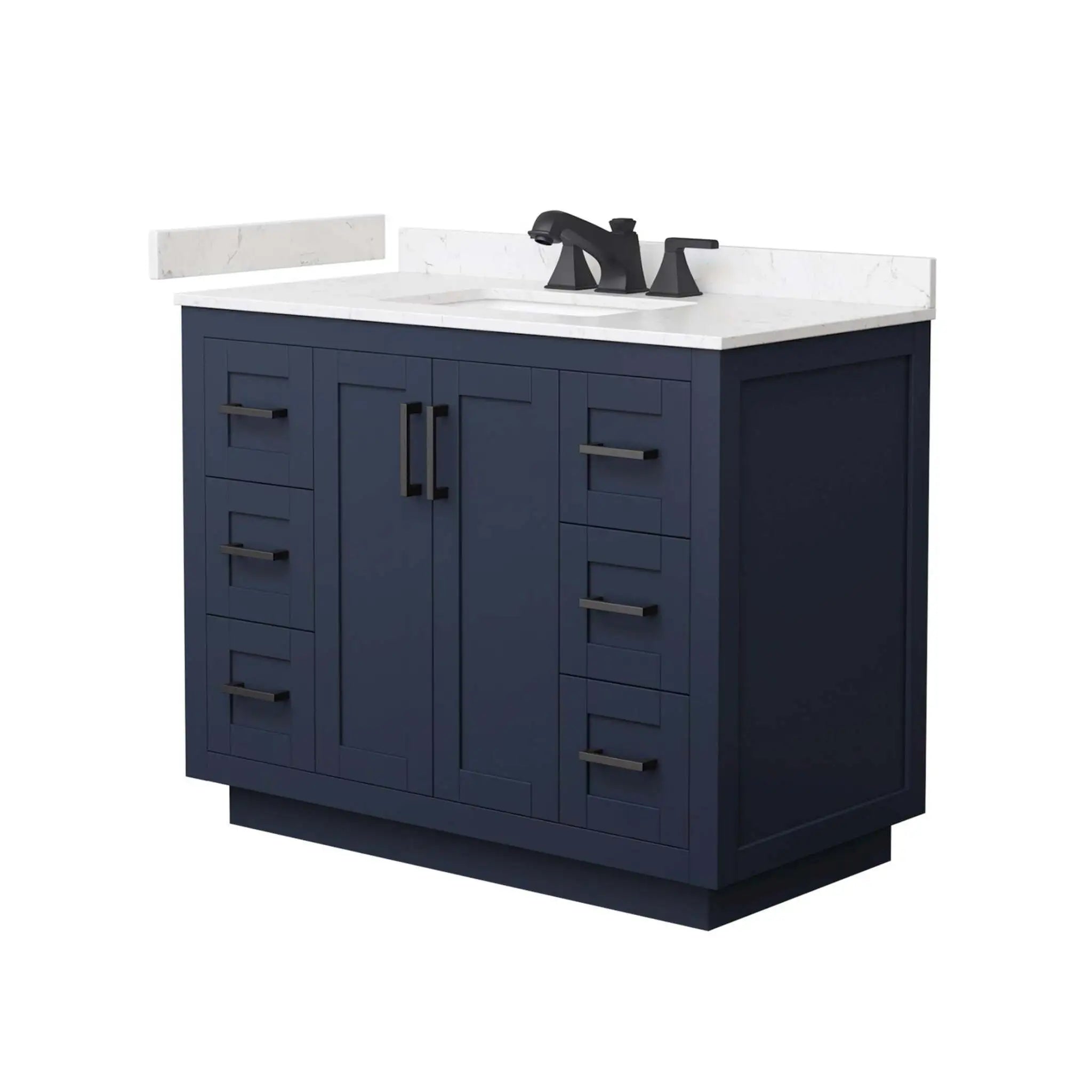 42" Miranda Single Bathroom Vanity in Dark Blue with Matte Black Trim by Wyndham