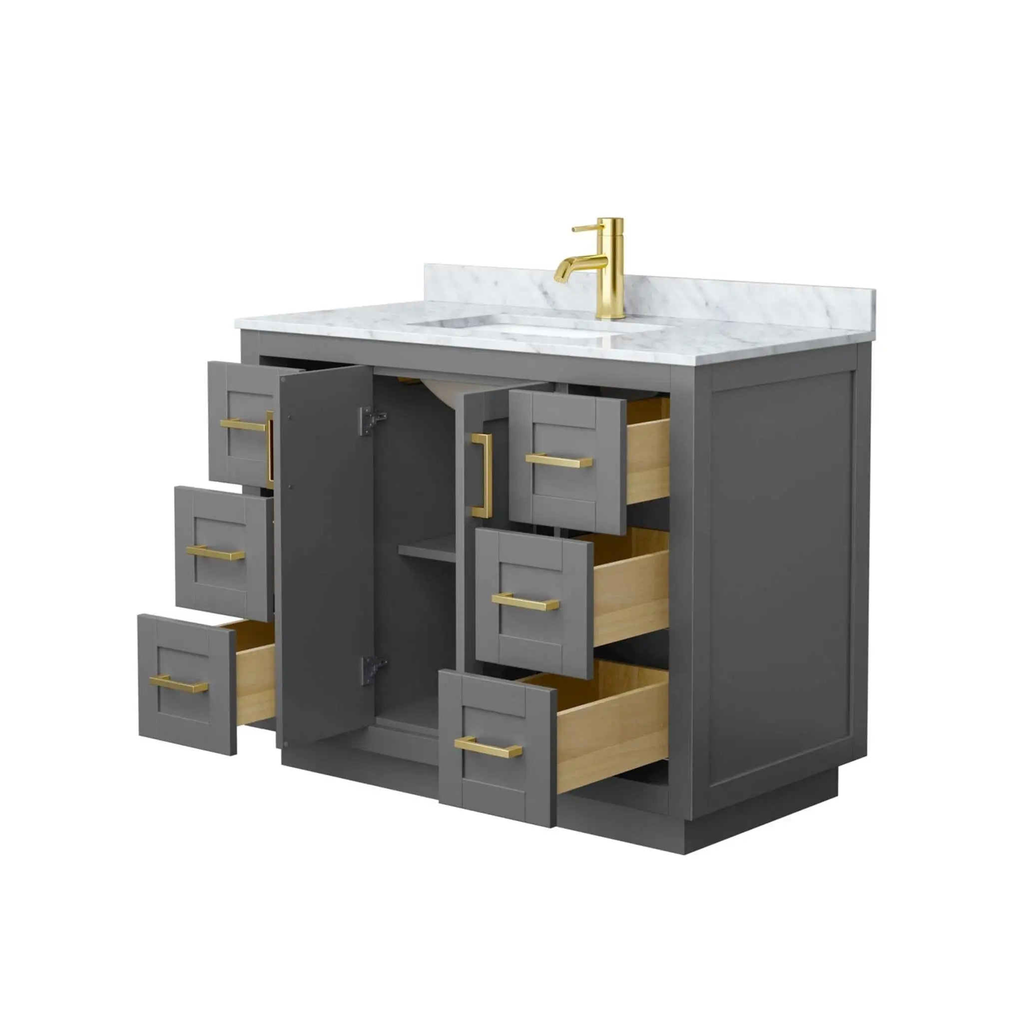42" Miranda Single Bathroom Vanity in Dark Gray with Brushed Gold Trim by Wyndham