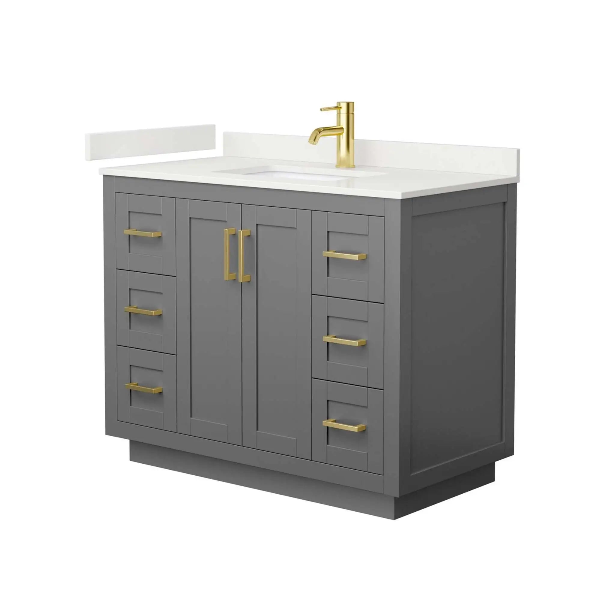 42" Miranda Single Bathroom Vanity in Dark Gray with Brushed Gold Trim by Wyndham