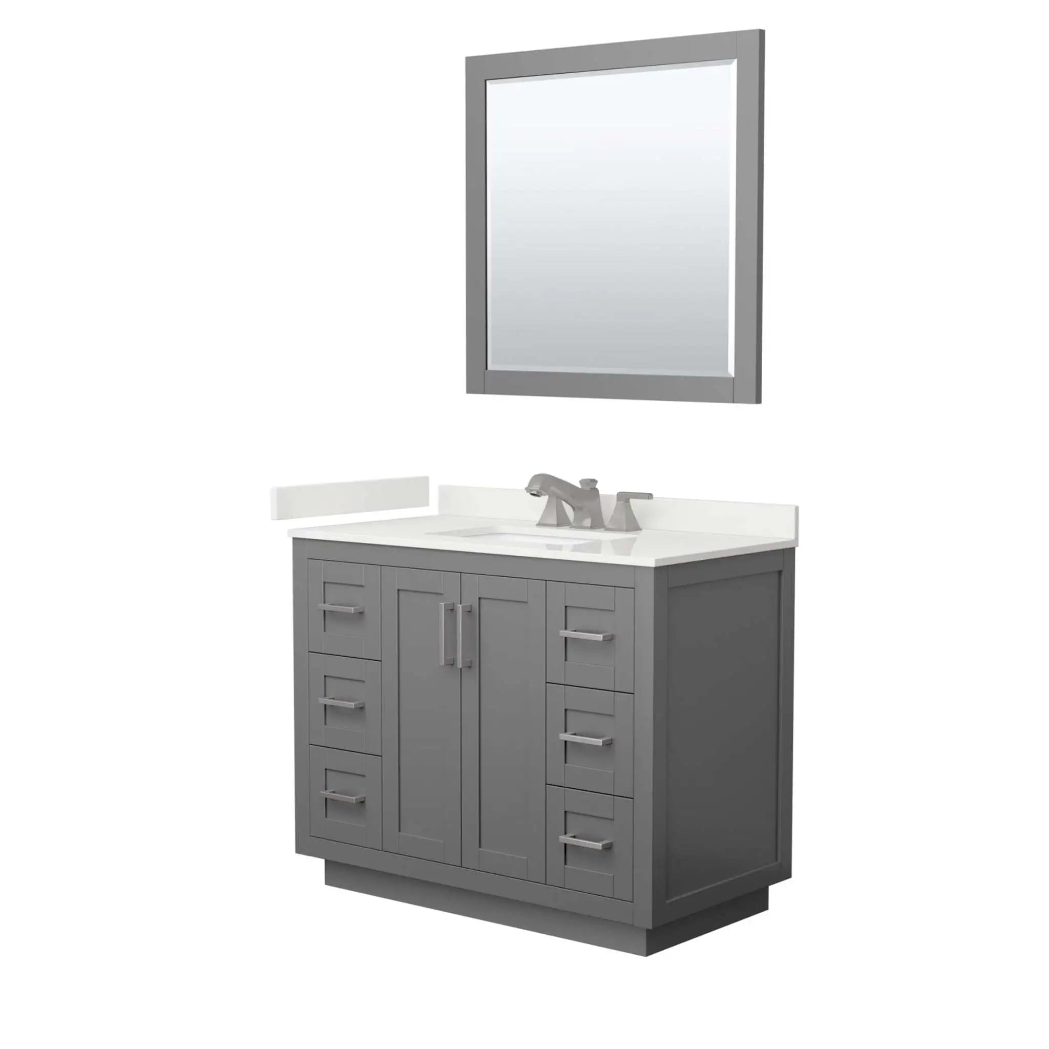 42" Miranda Single Bathroom Vanity in Dark Gray with Brushed Nickel Trim & 34" Mirror by Wyndham