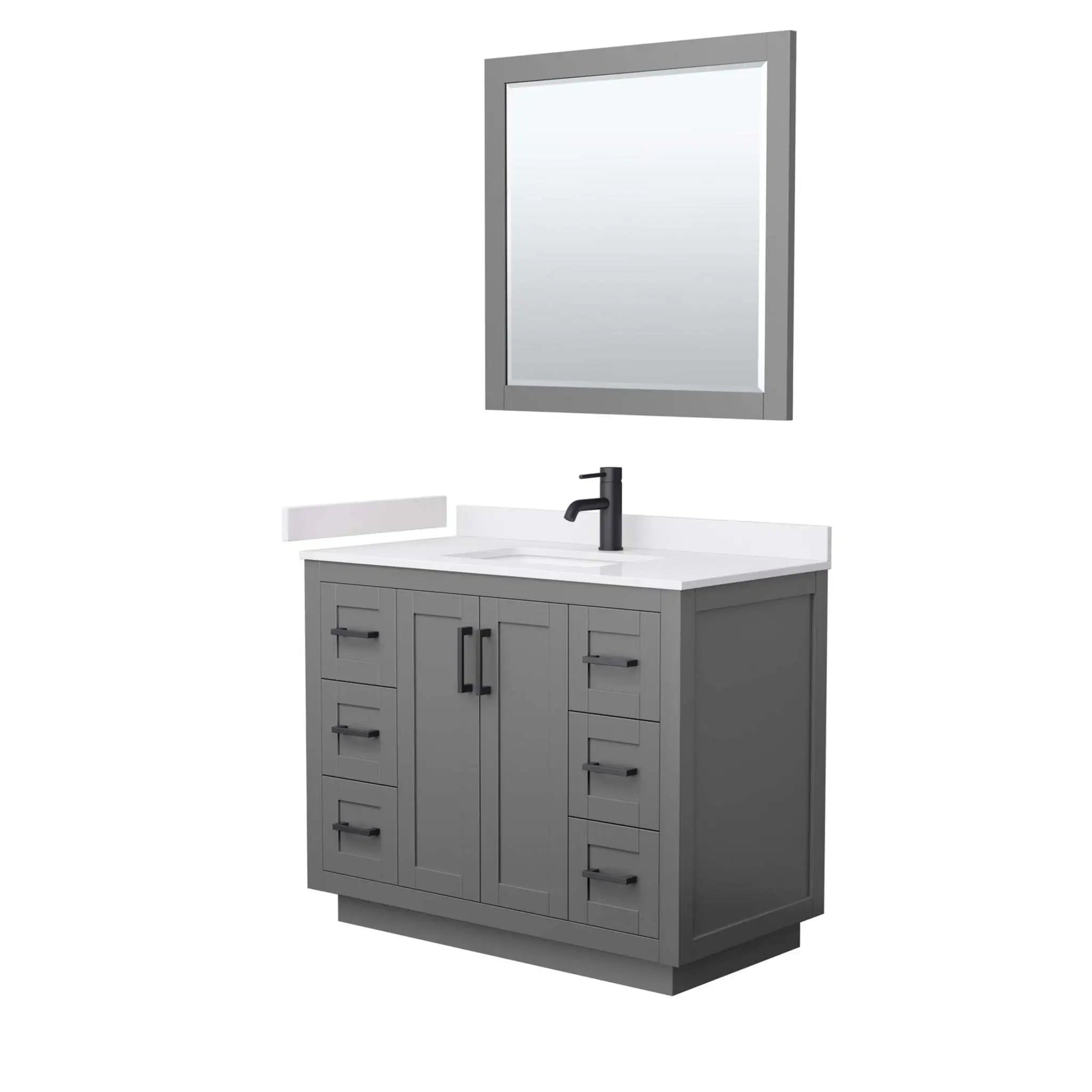 42" Miranda Single Bathroom Vanity in Dark Gray with Matte Black Trim & 34" Mirror by Wyndham