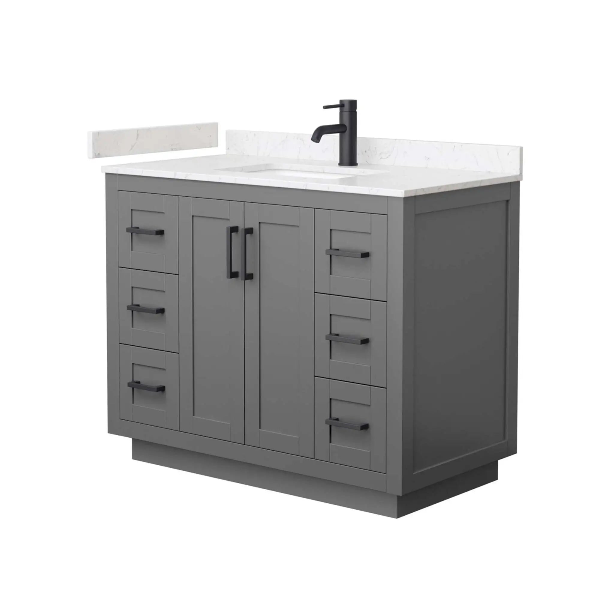 42" Miranda Single Bathroom Vanity in Dark Gray with Matte Black Trim by Wyndham