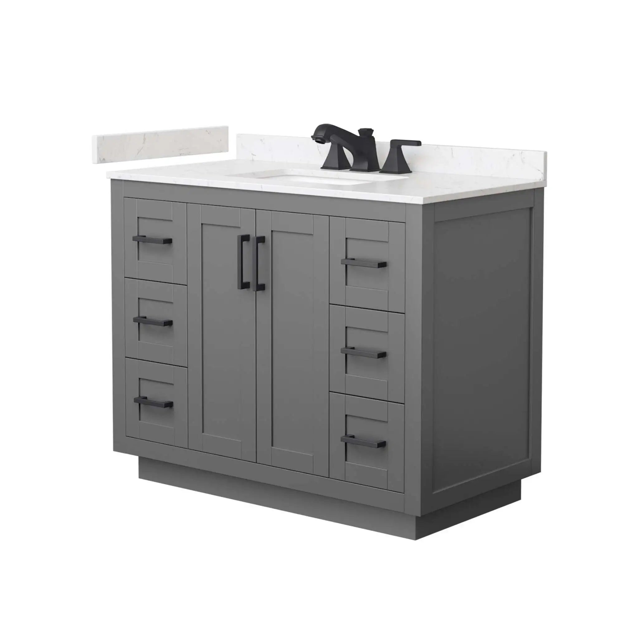 42" Miranda Single Bathroom Vanity in Dark Gray with Matte Black Trim by Wyndham
