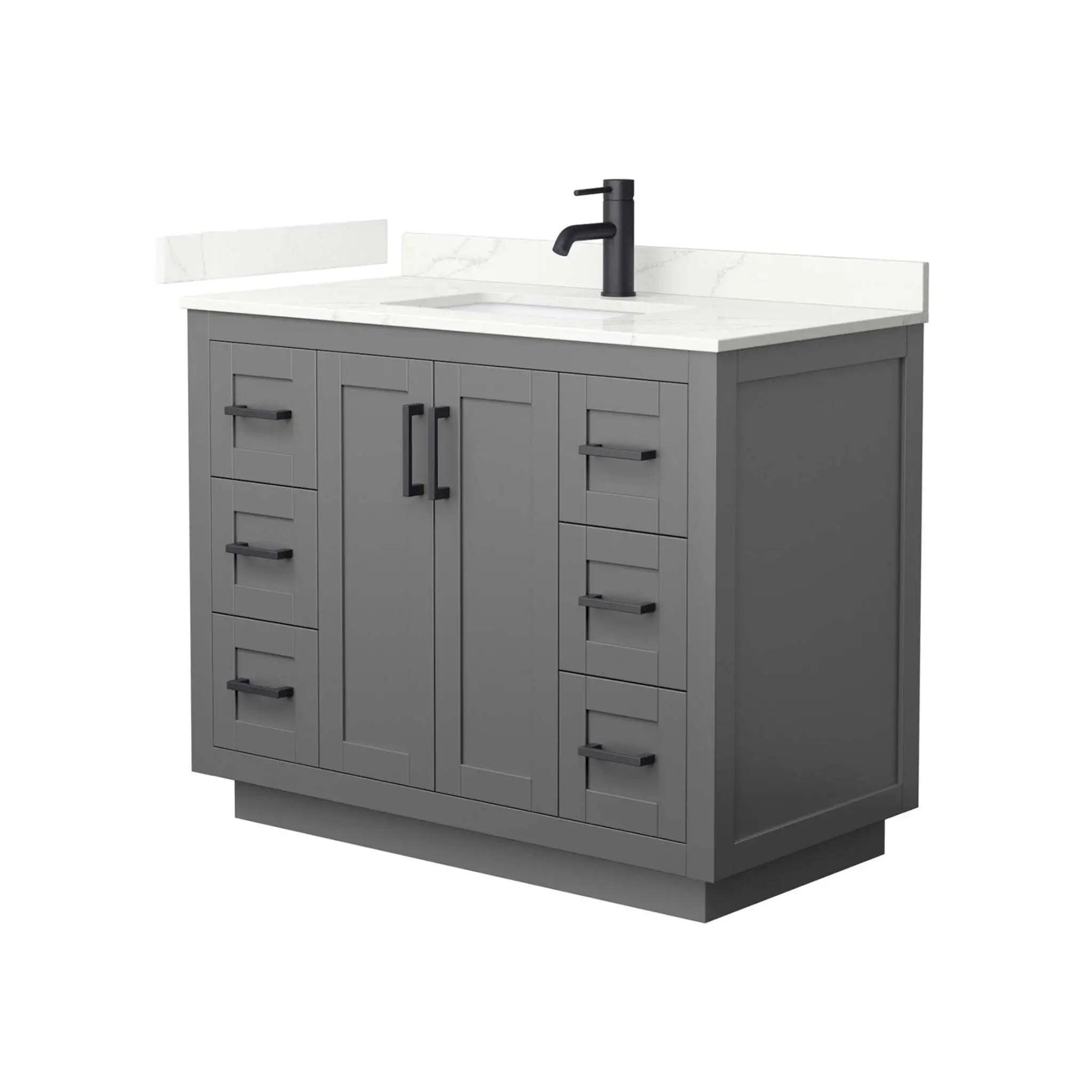 42" Miranda Single Bathroom Vanity in Dark Gray with Matte Black Trim by Wyndham