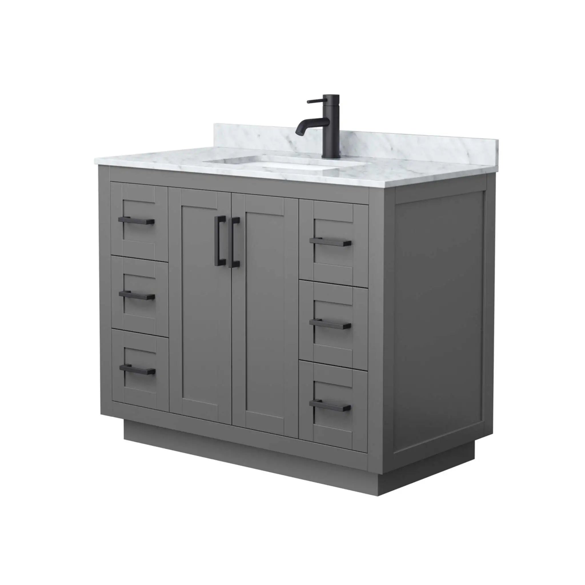 42" Miranda Single Bathroom Vanity in Dark Gray with Matte Black Trim by Wyndham