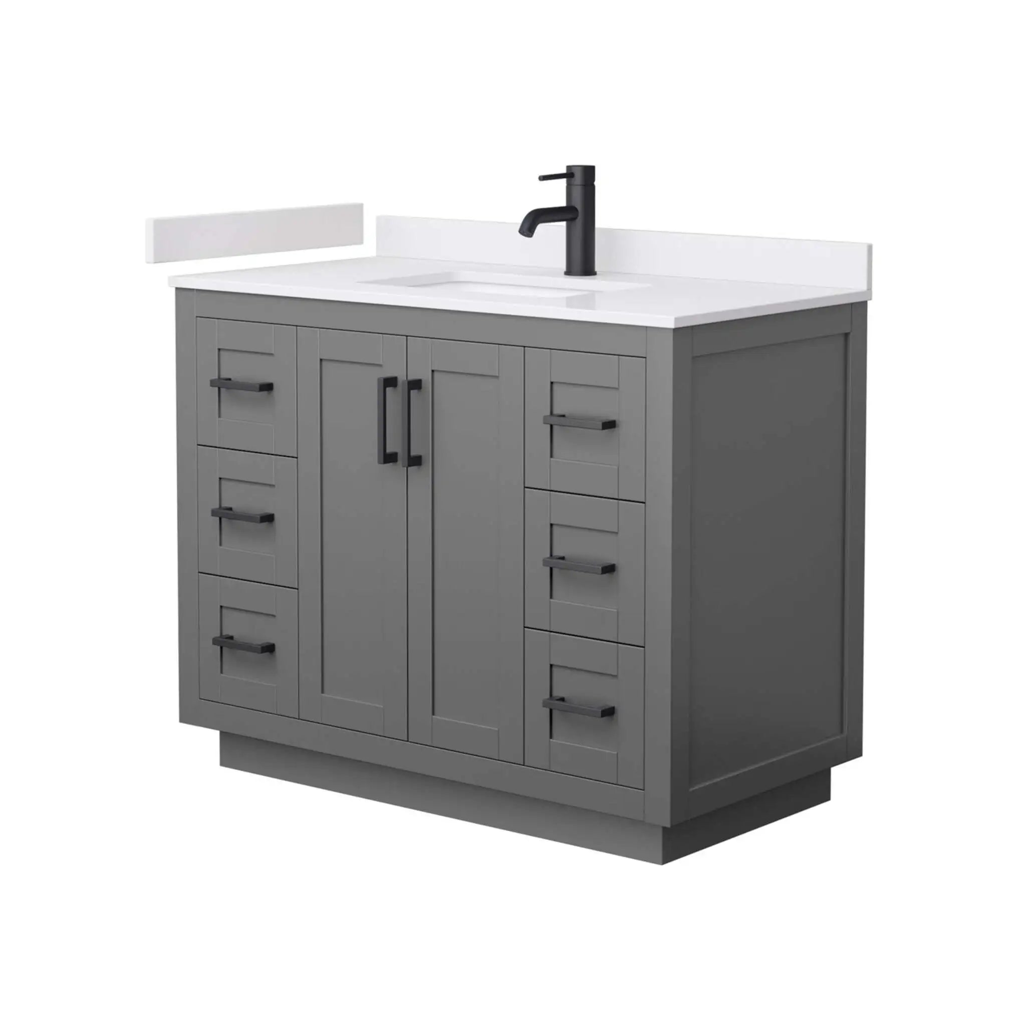 42" Miranda Single Bathroom Vanity in Dark Gray with Matte Black Trim by Wyndham