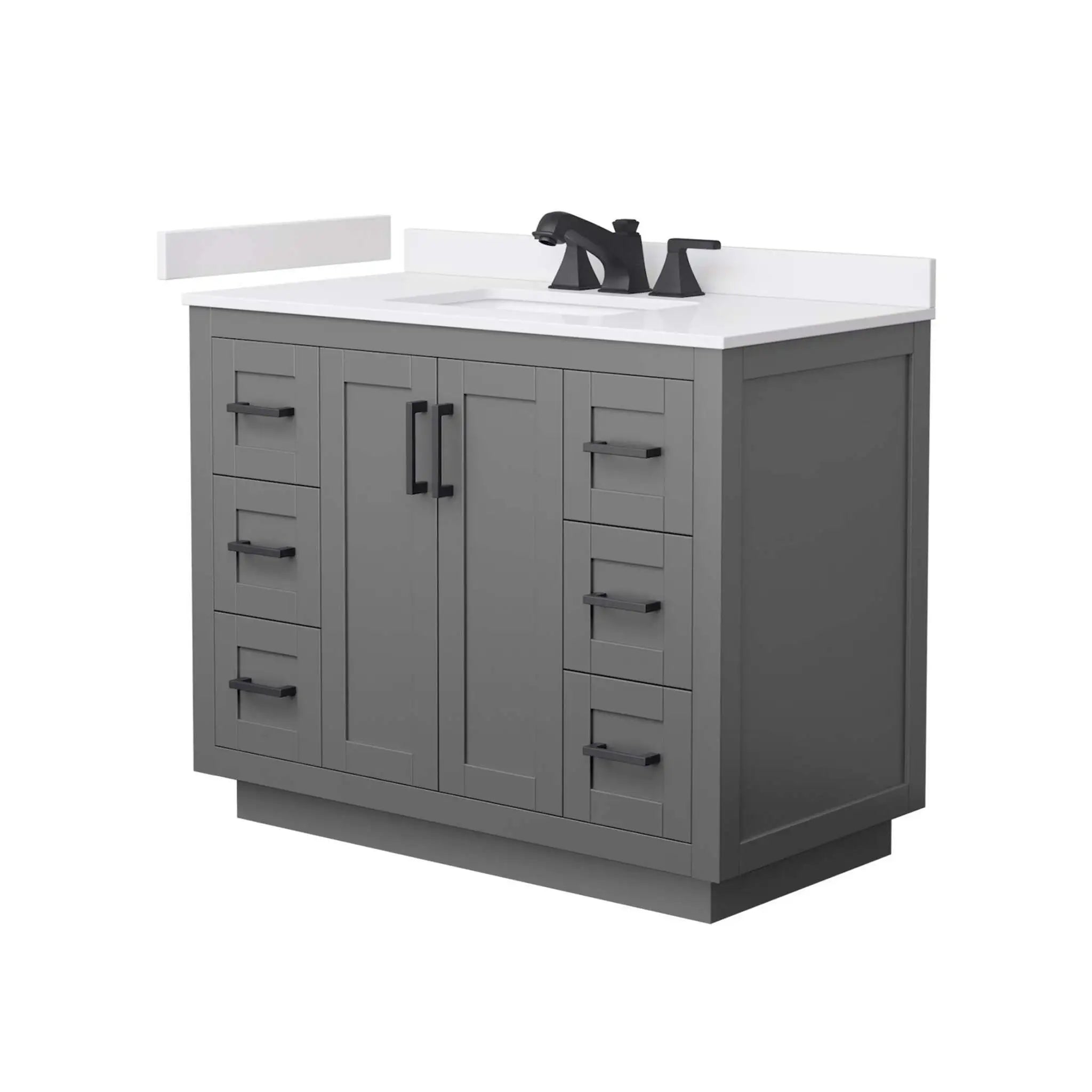 42" Miranda Single Bathroom Vanity in Dark Gray with Matte Black Trim by Wyndham