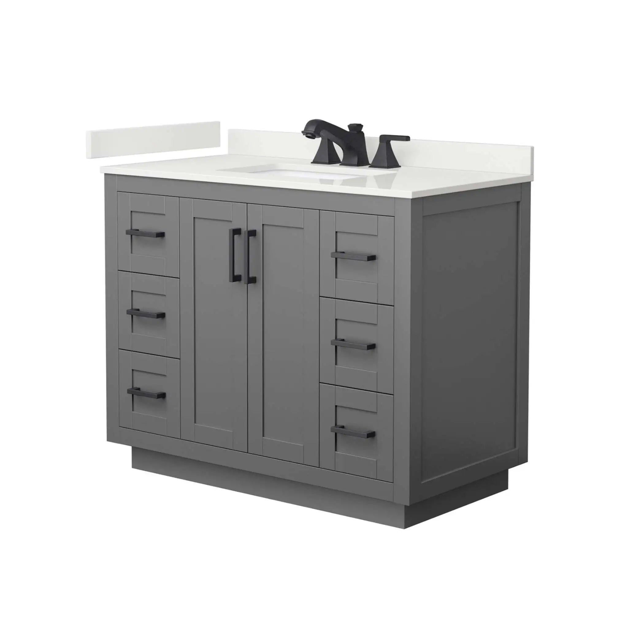 42" Miranda Single Bathroom Vanity in Dark Gray with Matte Black Trim by Wyndham