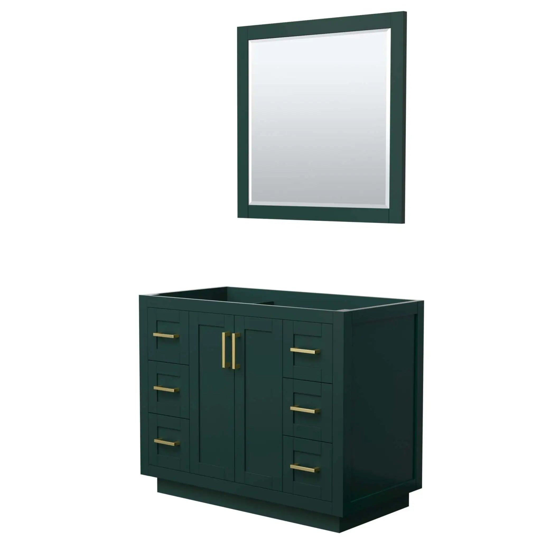 42" Miranda Single Bathroom Vanity in Green with Brushed Gold Trim & 34" Mirror by Wyndham